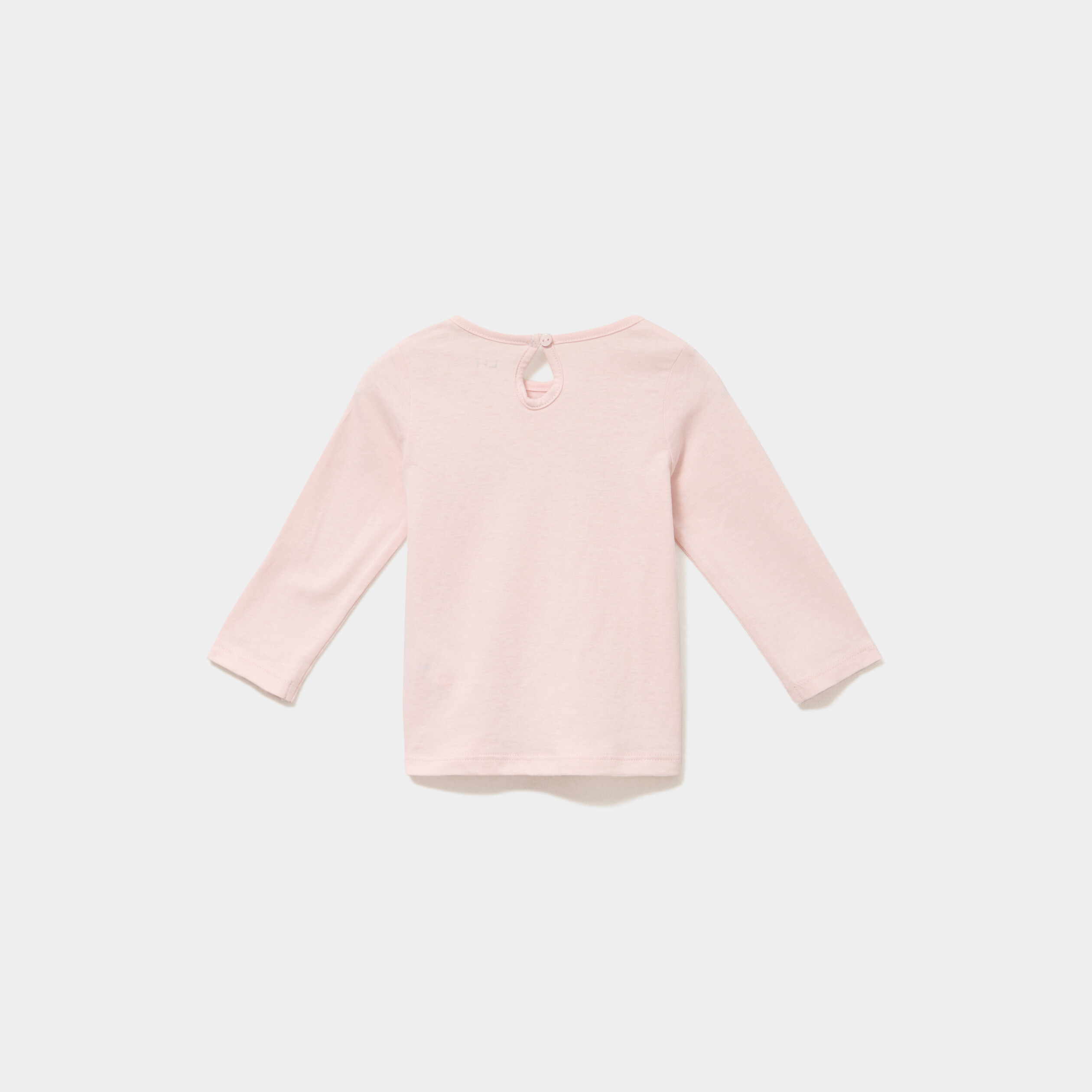T-shirt manches longues coton rose clair b&eacute;b&eacute; fille