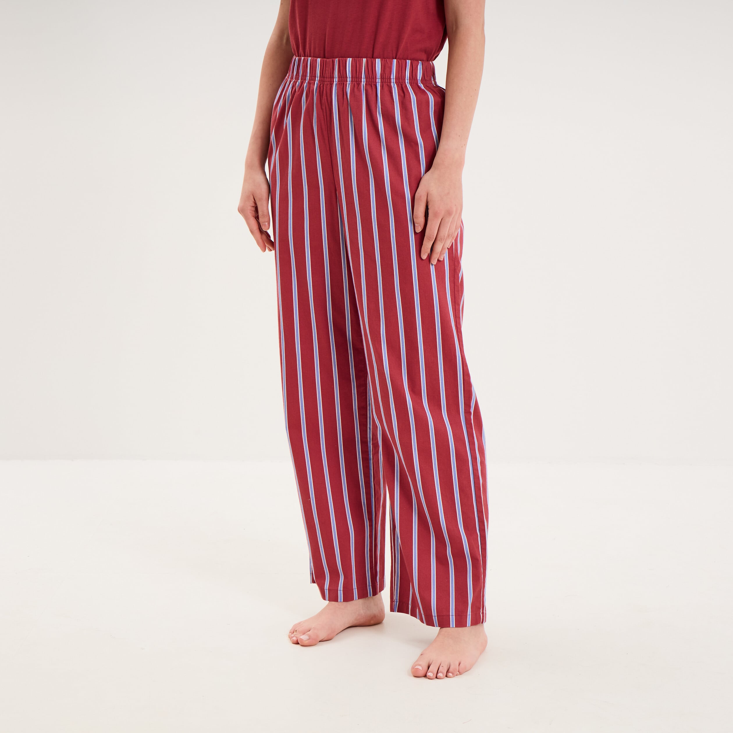 Pantalon de pyjama droit coton mauve femme