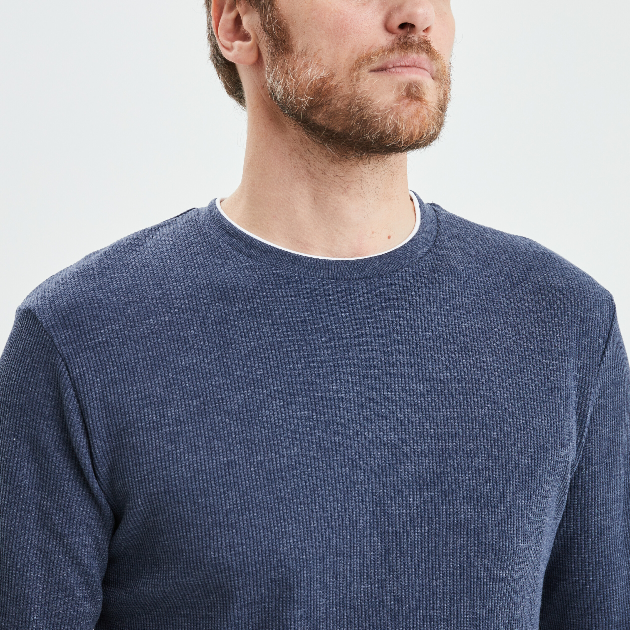 t shirt col rond manches longues bleu marine homme T-shirt col rond manches longues bleu marine homme