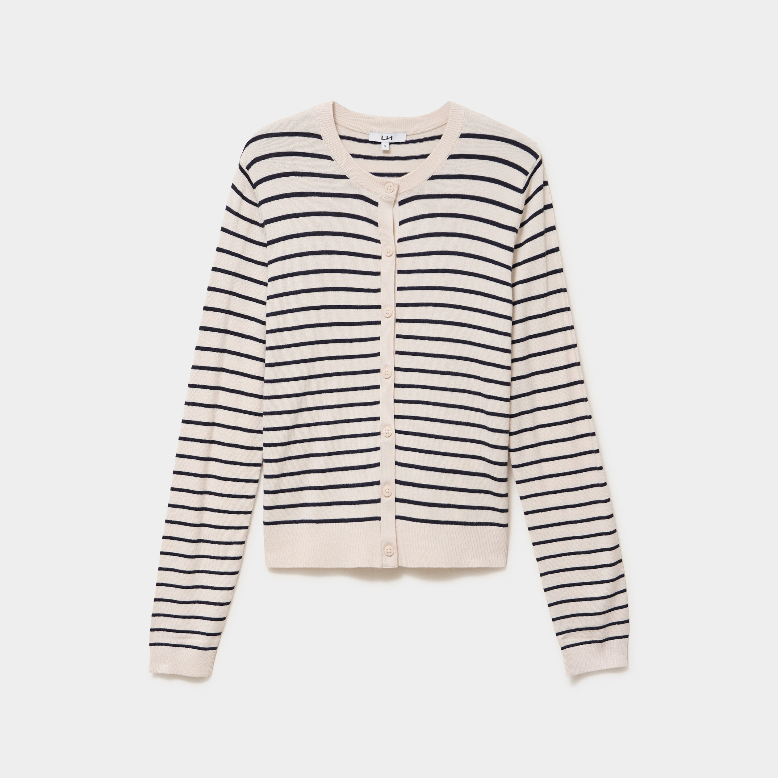 Gilet col rond manches longues sable femme