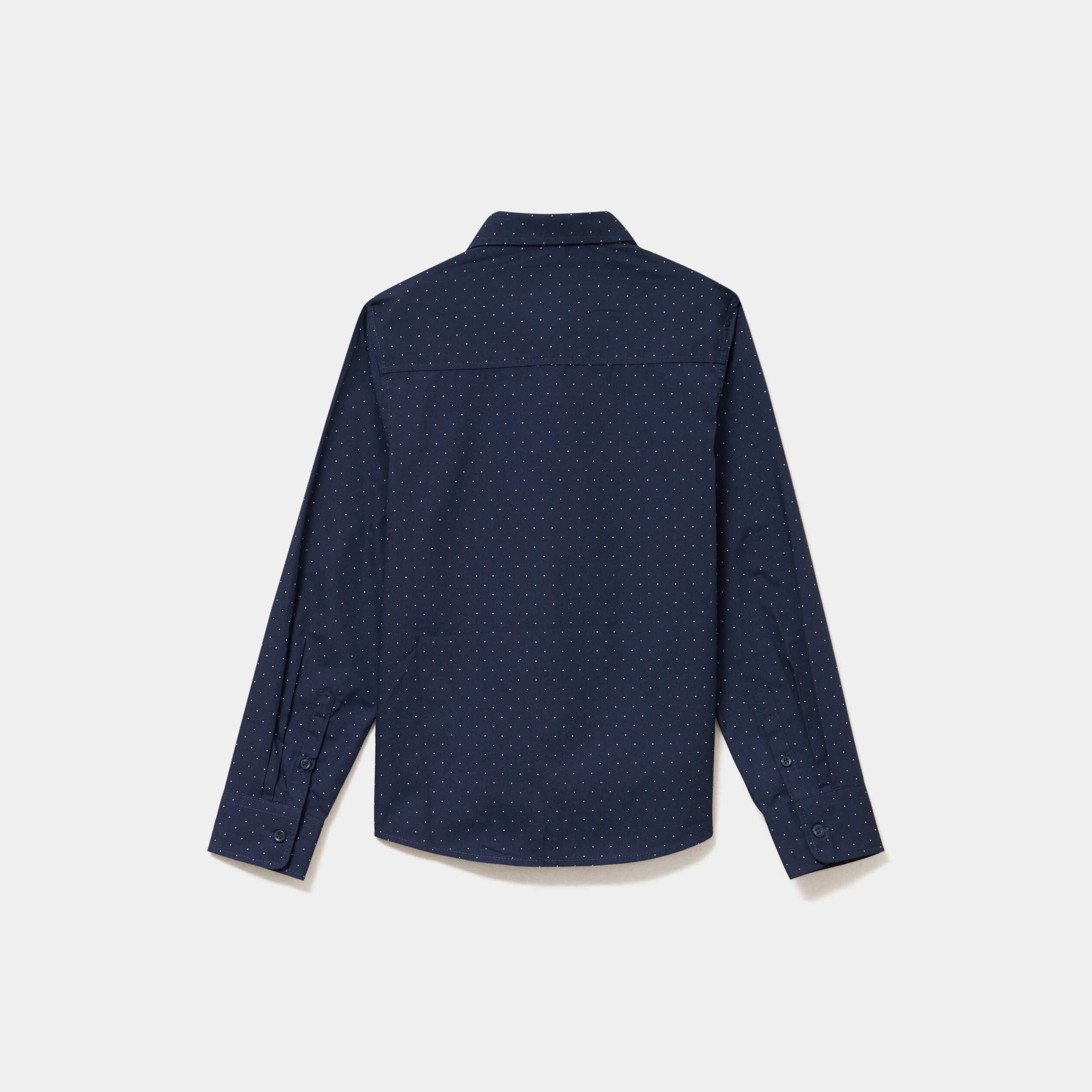 Chemise droite &agrave; manches longues bleu marine gar&ccedil;on