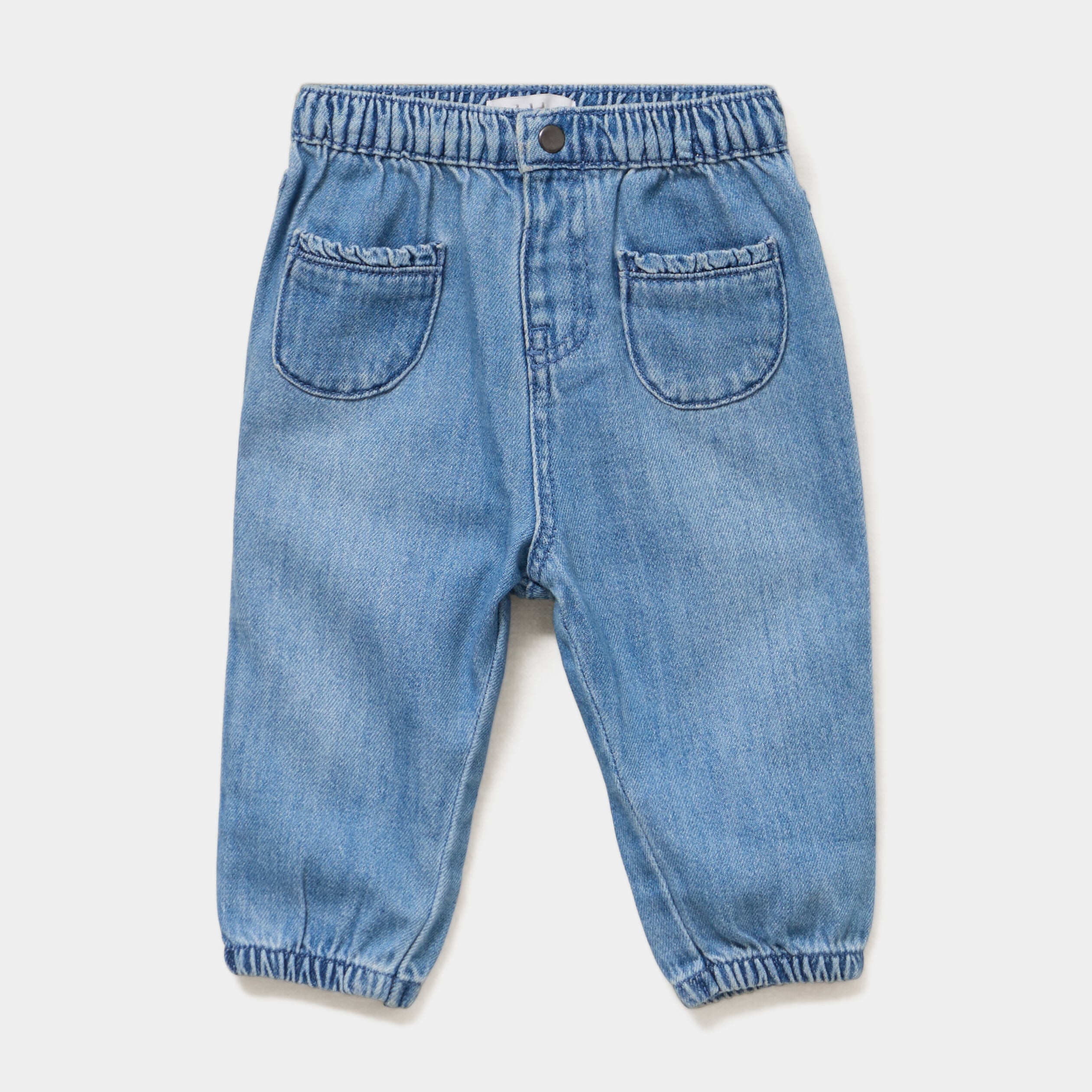 Jeans poches plaqu&eacute;es coton denim double stone b&eacute;b&eacute; fille