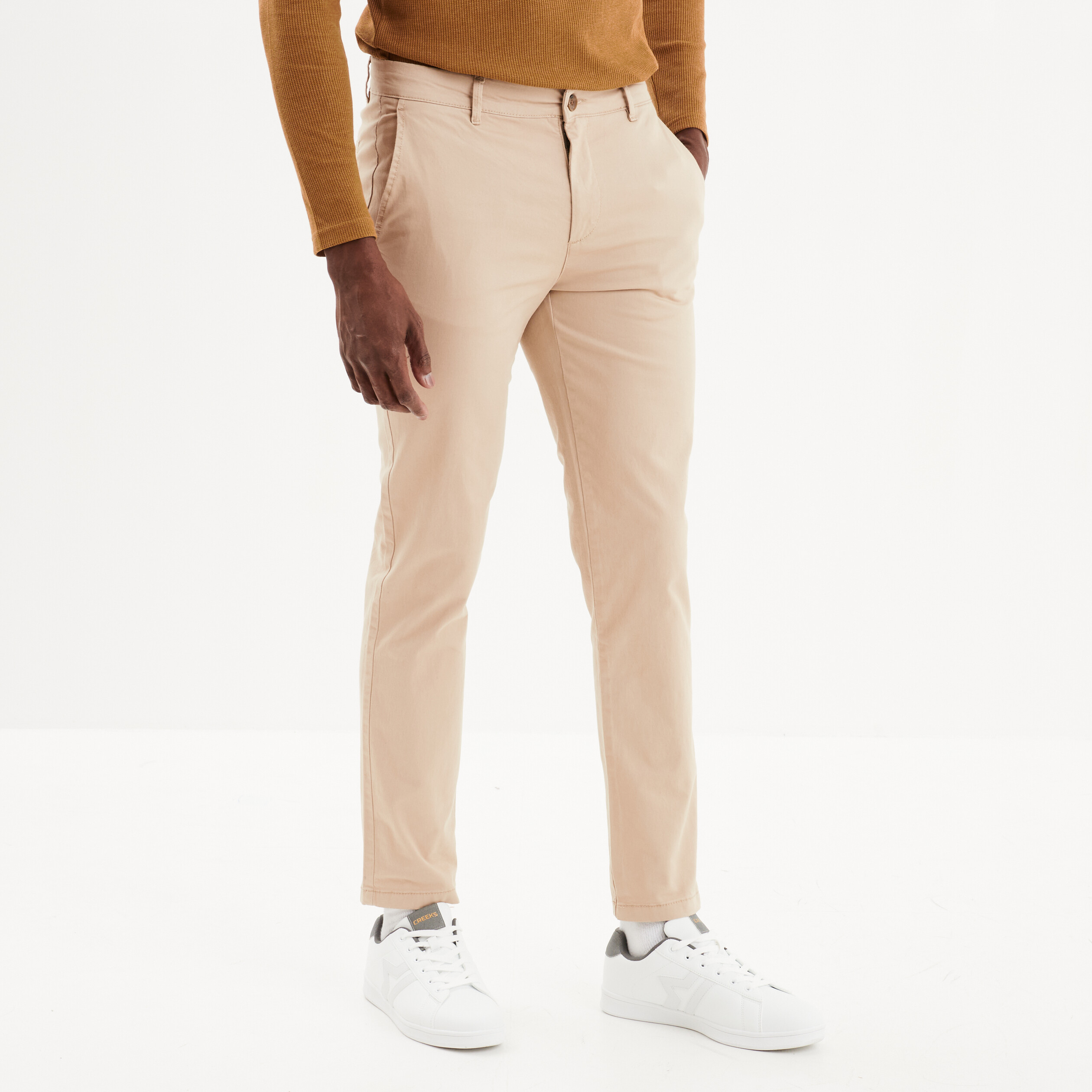 Pantalon chino homme marron deals
