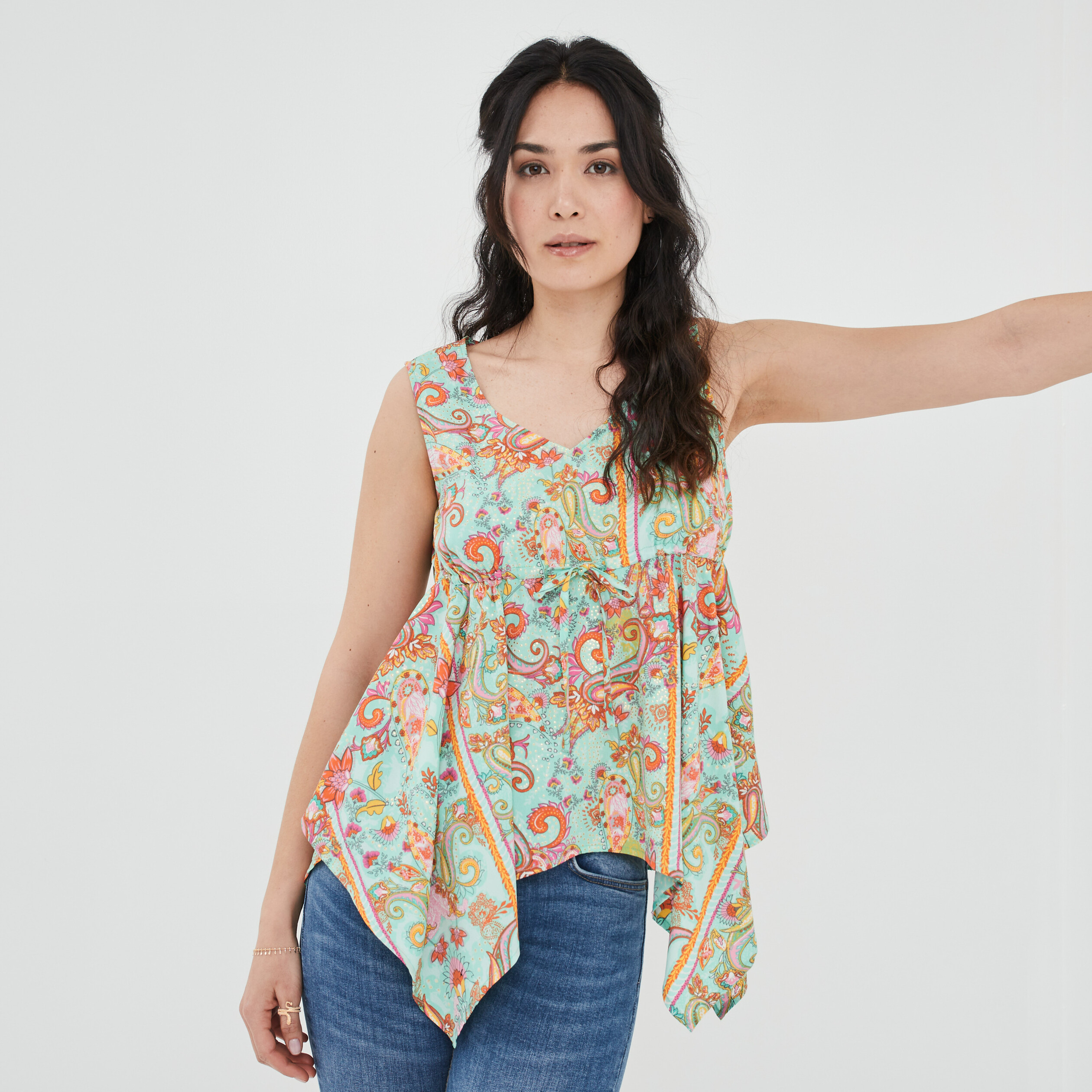 blouse a volants cintree mosquitos vert femme Blouse à volants cintrée Mosquitos vert femme