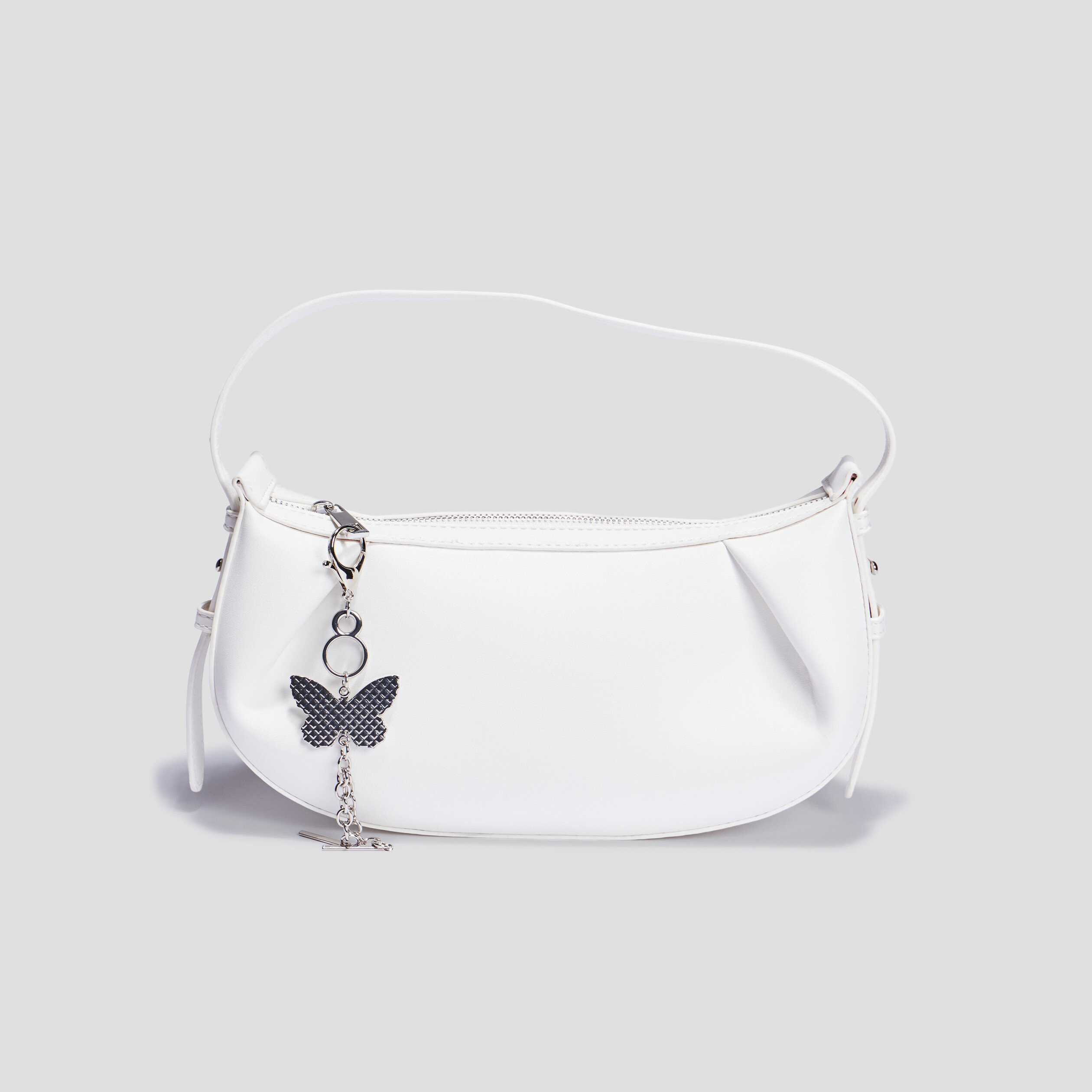 Sac baguette avec détail bijou blanc femme