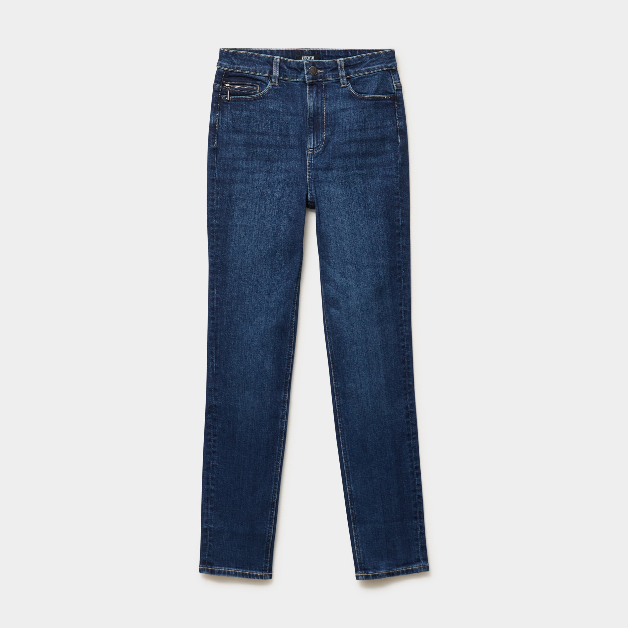 Jean skinny taille haute bleu fonc&eacute; femme