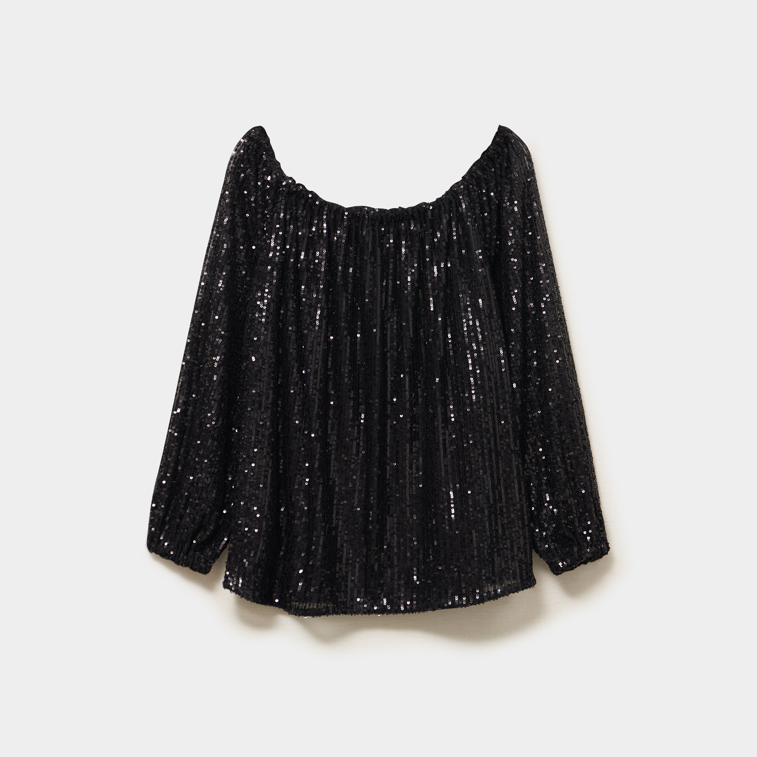 T-shirt sequins et col bardot noir femme