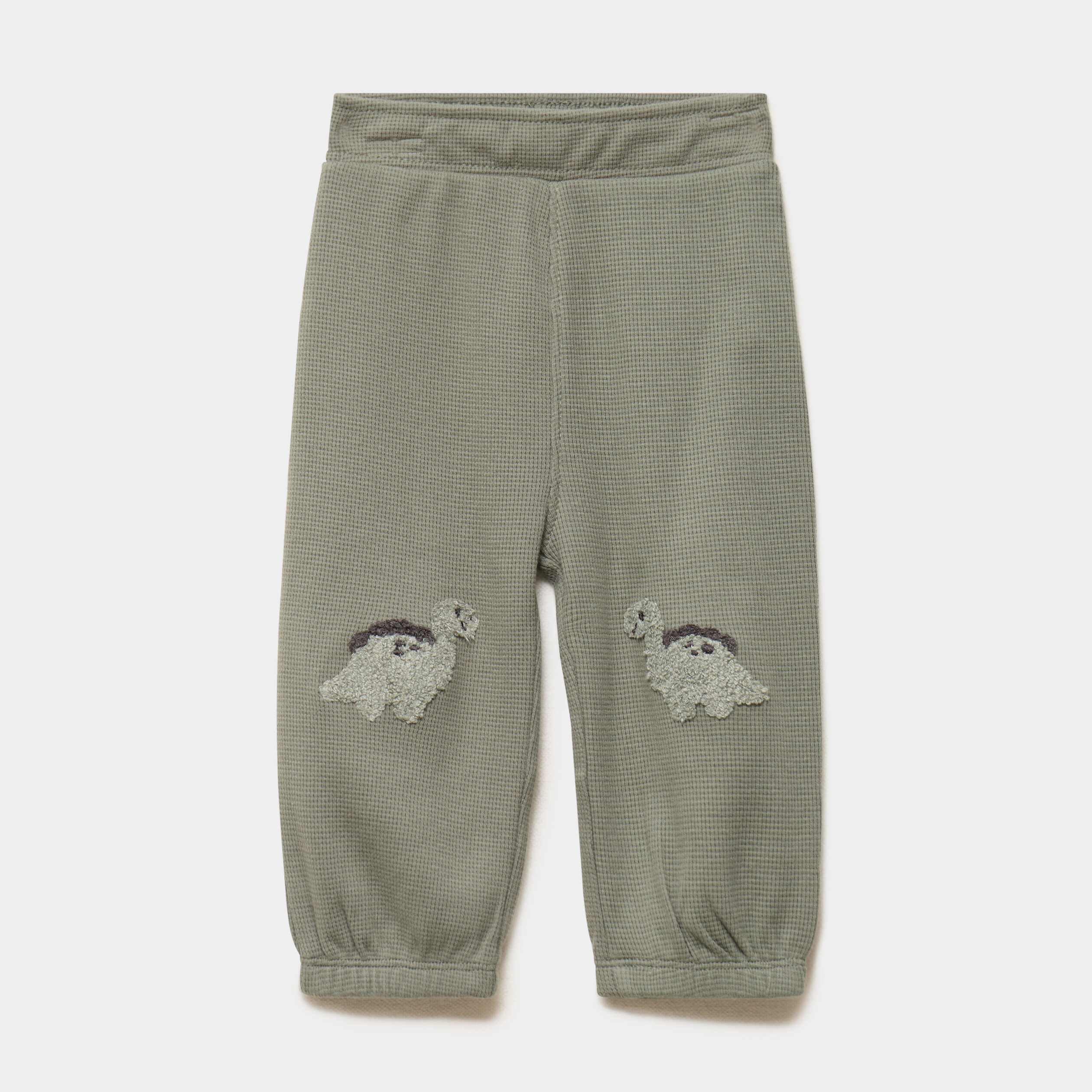 Pantalon de jogging patchs genoux coton vert kaki b&eacute;b&eacute; gar&ccedil;on
