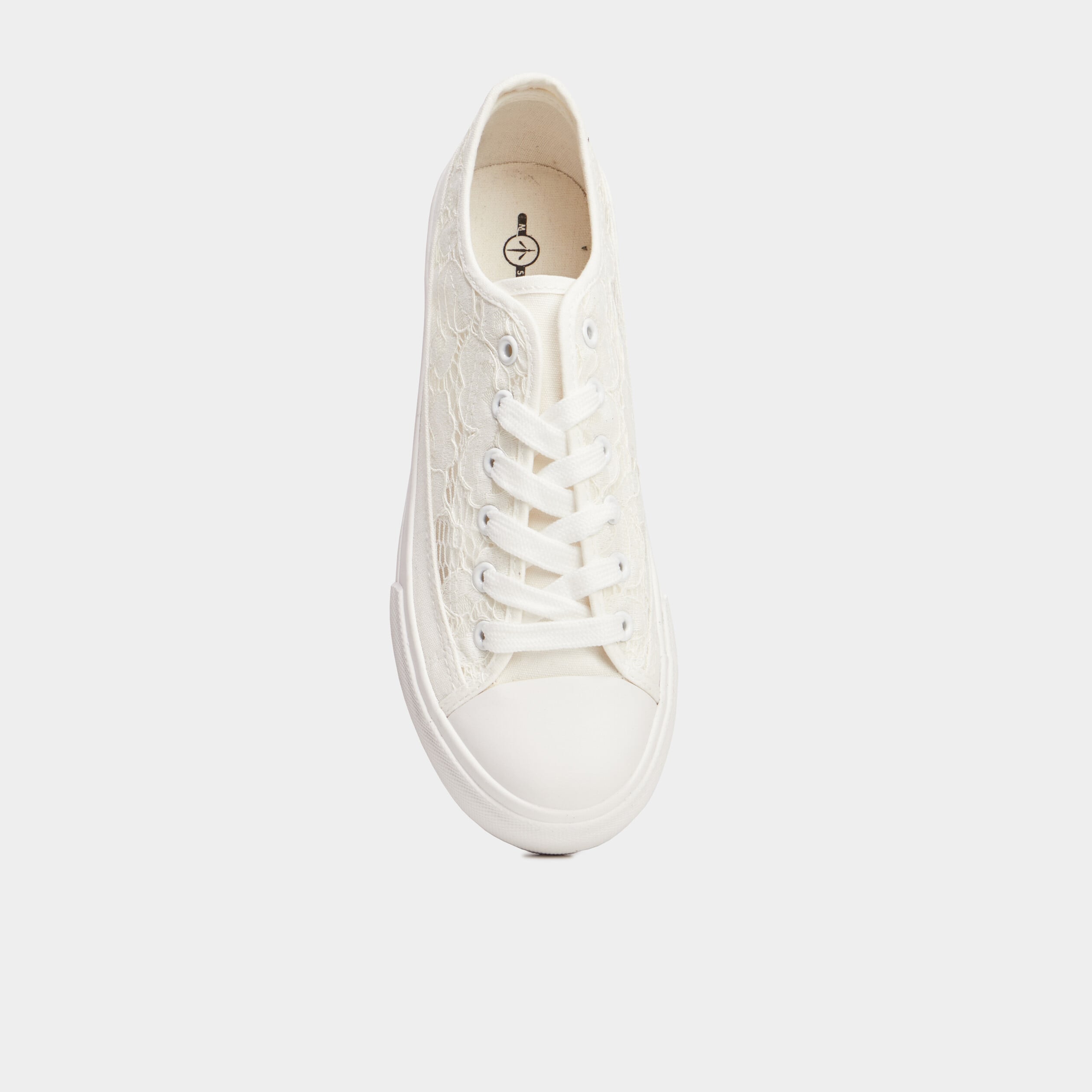 Tennis en toile dentelle &agrave; lacets blanc femme