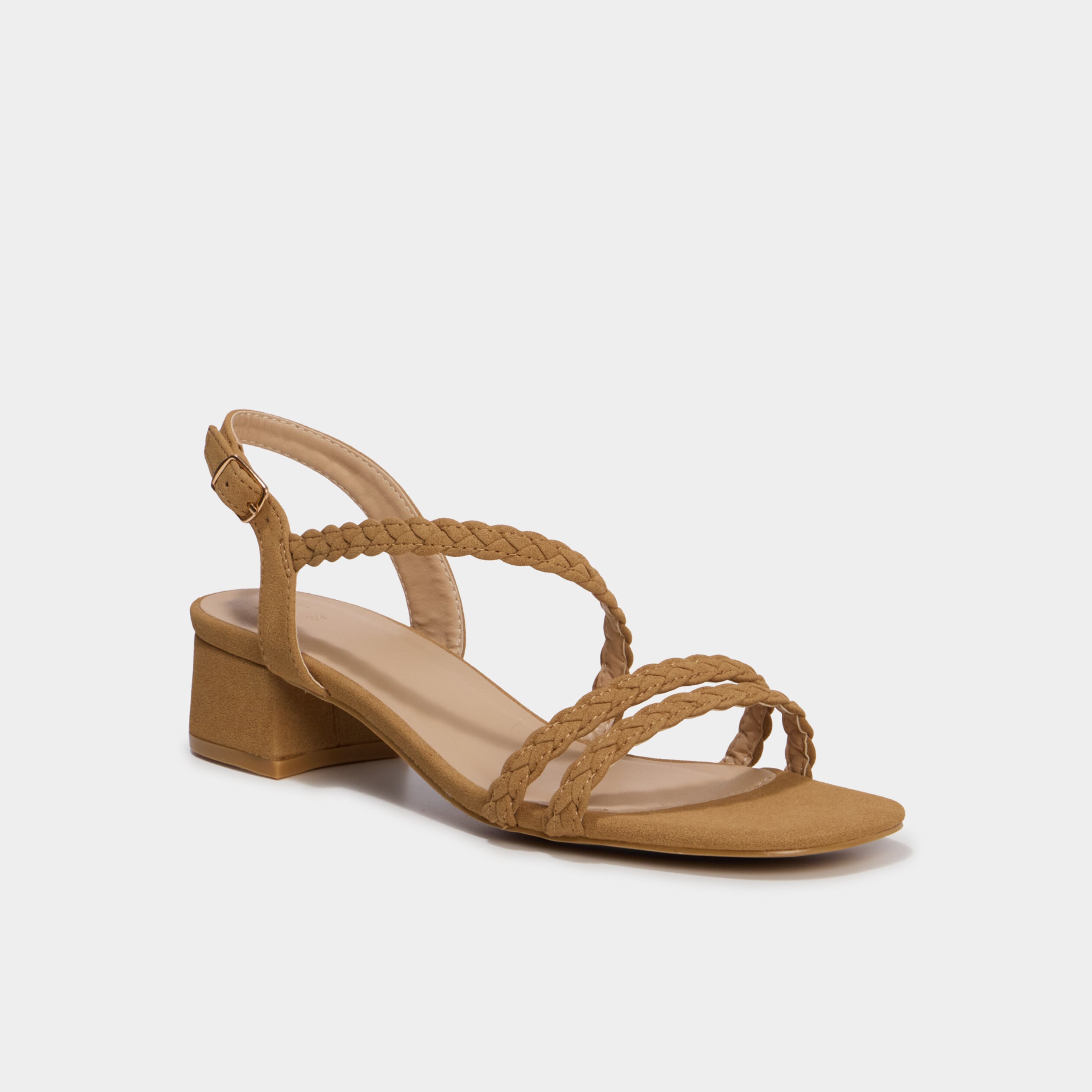 Sandales su&eacute;dine tress&eacute;es marron femme