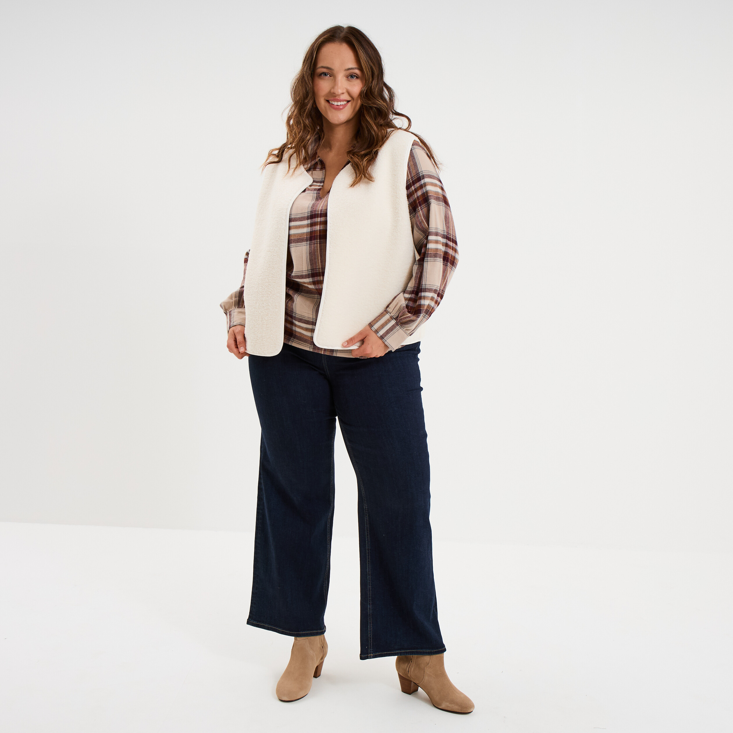 Gilet Polaire Sans Manches Femme Molleton Doux - Veste Matelassée Boutons Poches Coupe Classique