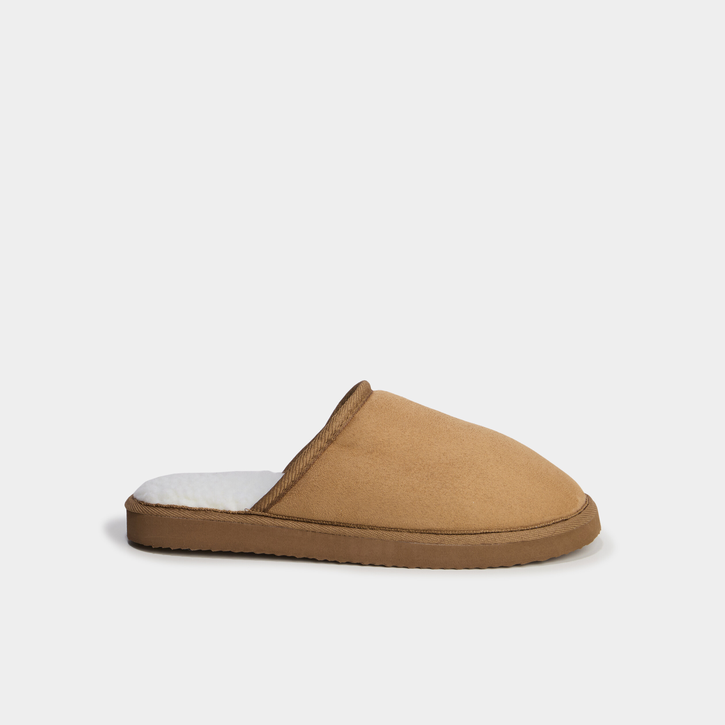 Chaussons mules doublure effet polaire camel homme