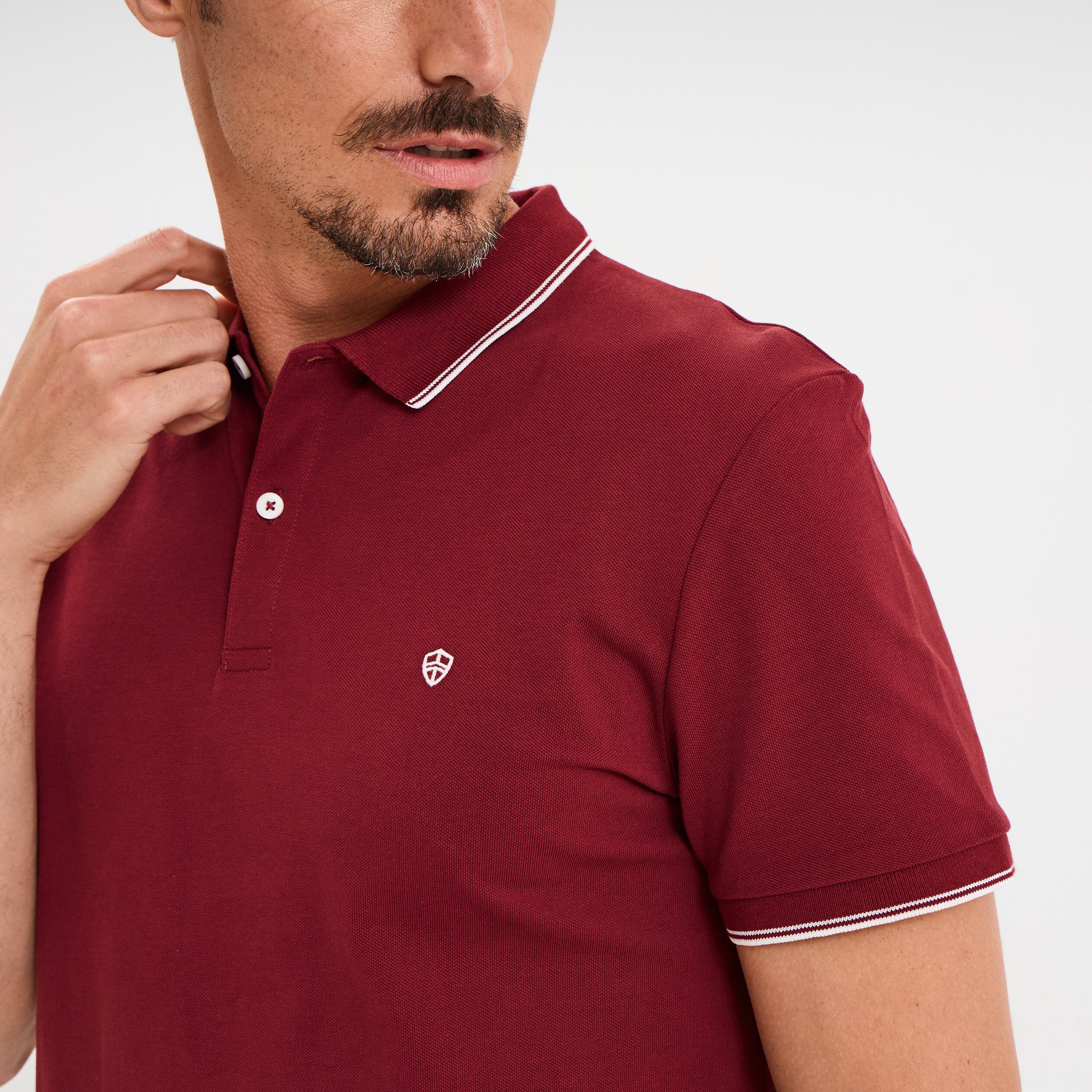 polo manches courtes bords contrastes bordeaux homme Polo manches courtes bords contrastés bordeaux homme
