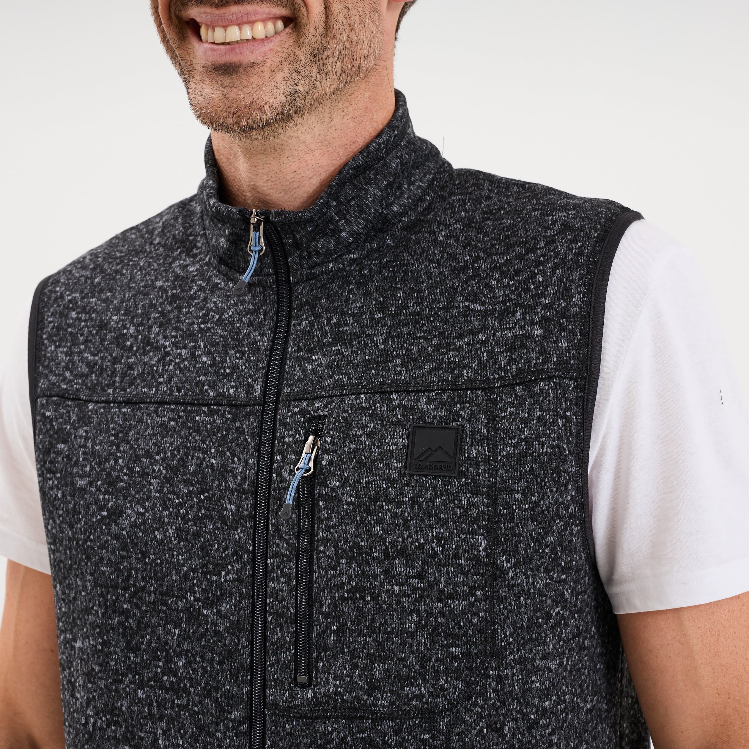 Gilet sans manches col montant gris fonc&eacute; homme