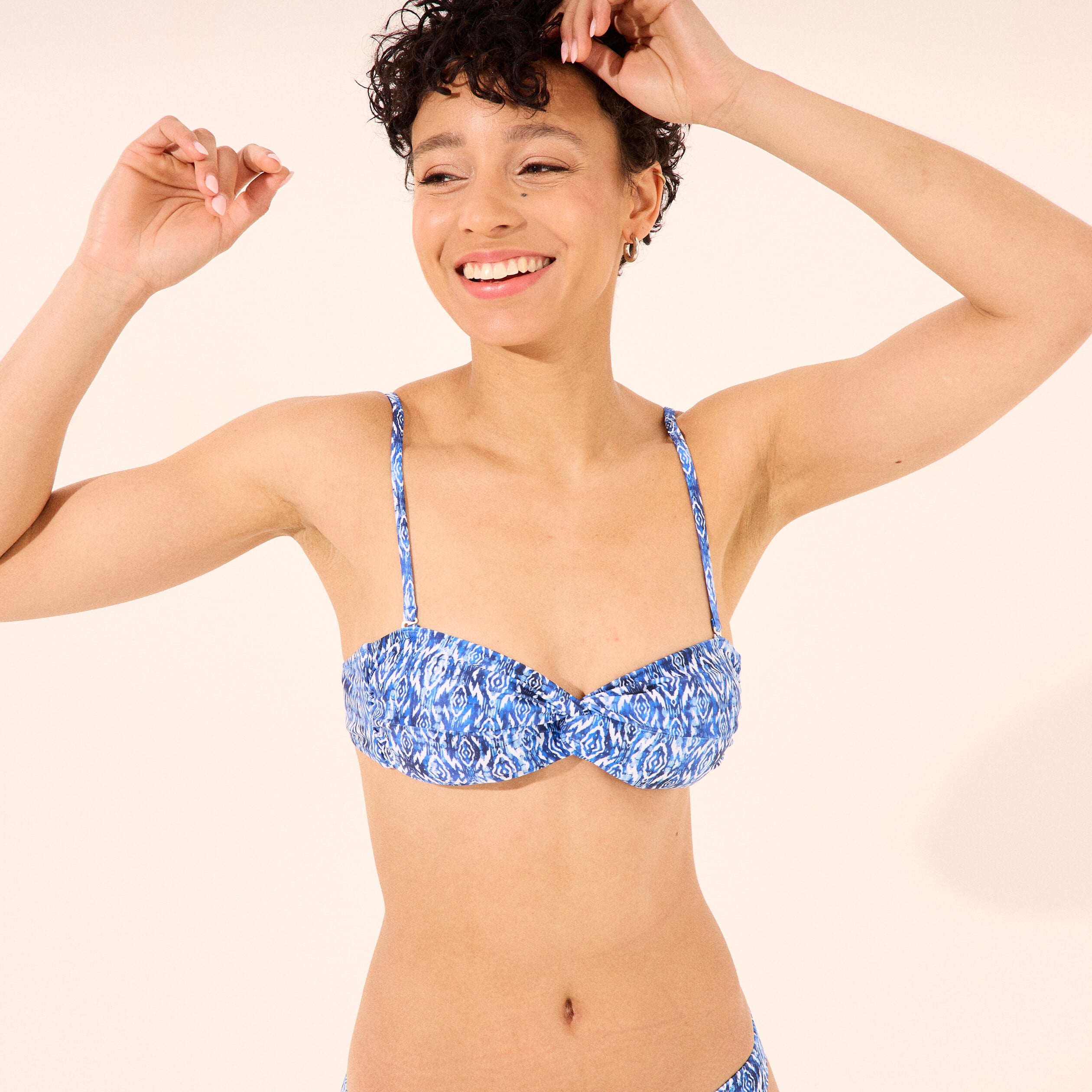 Haut de maillot de bain bandeau bleu femme