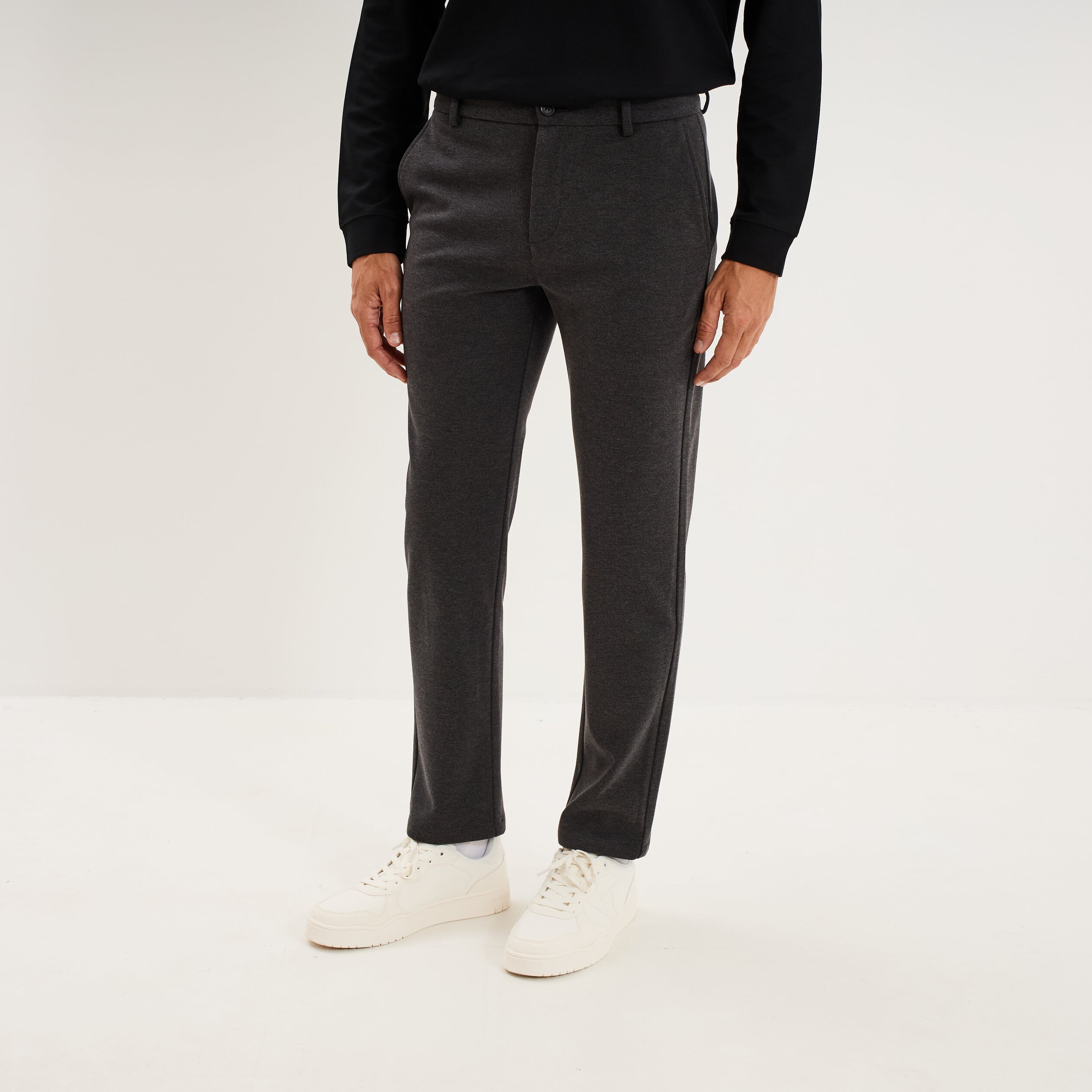 Pantalon chino slim gris fonc&eacute; homme