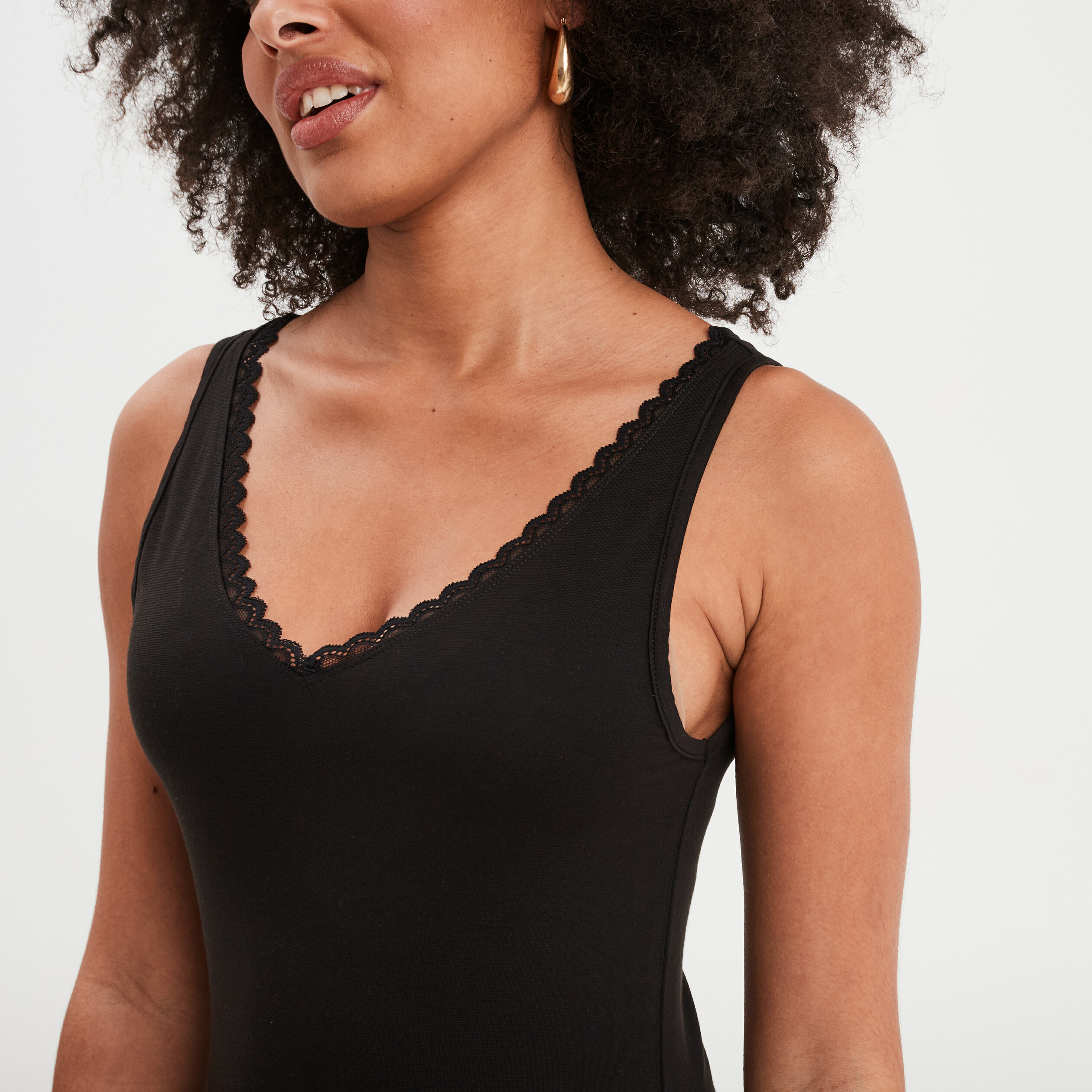 Débardeur Dentelle Femme Noir – Bretelles Spaghetti – Taille 1XL à 3XL – NEUF