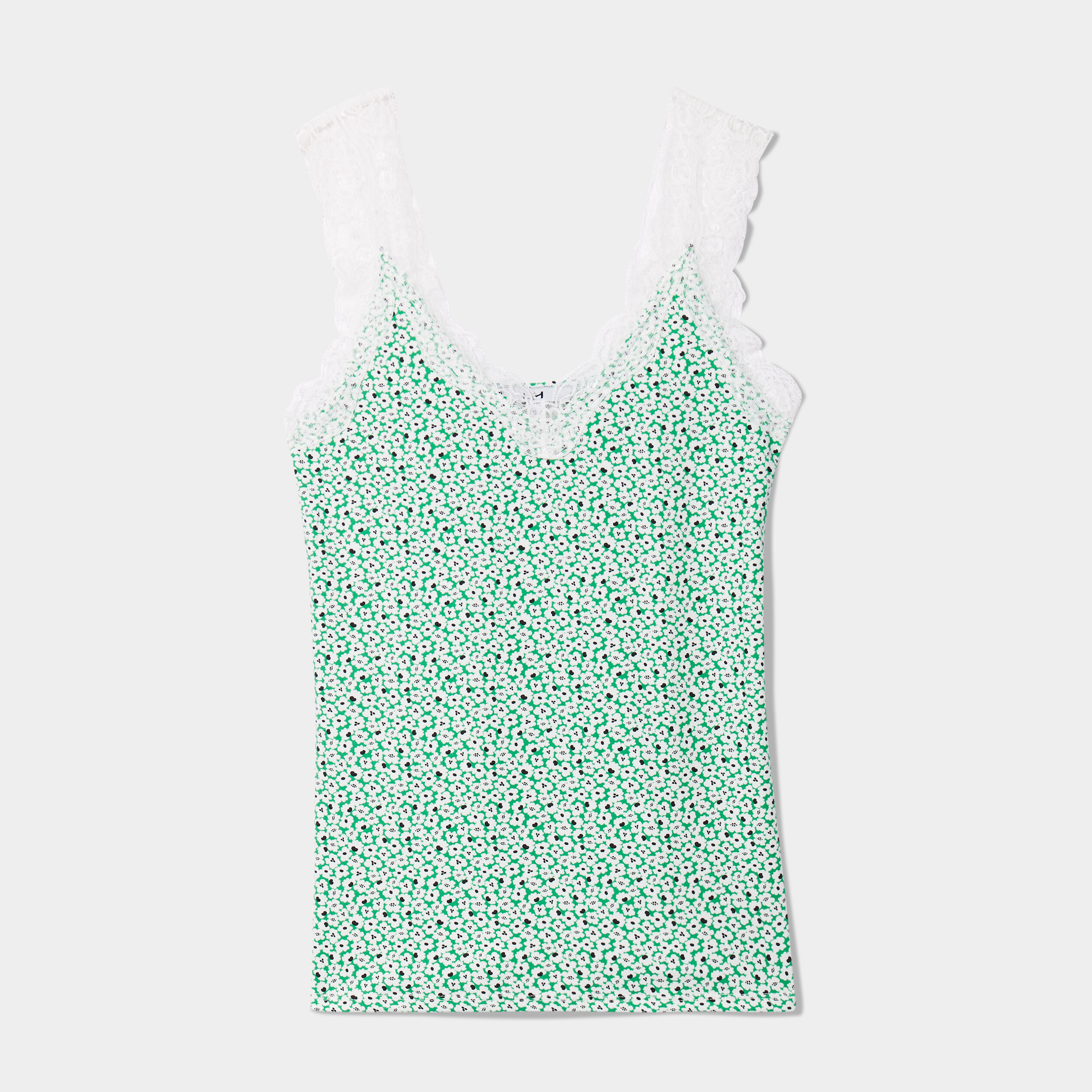 debardeur bretelles larges avec dentelle vert femme Débardeur bretelles larges avec dentelle vert femme