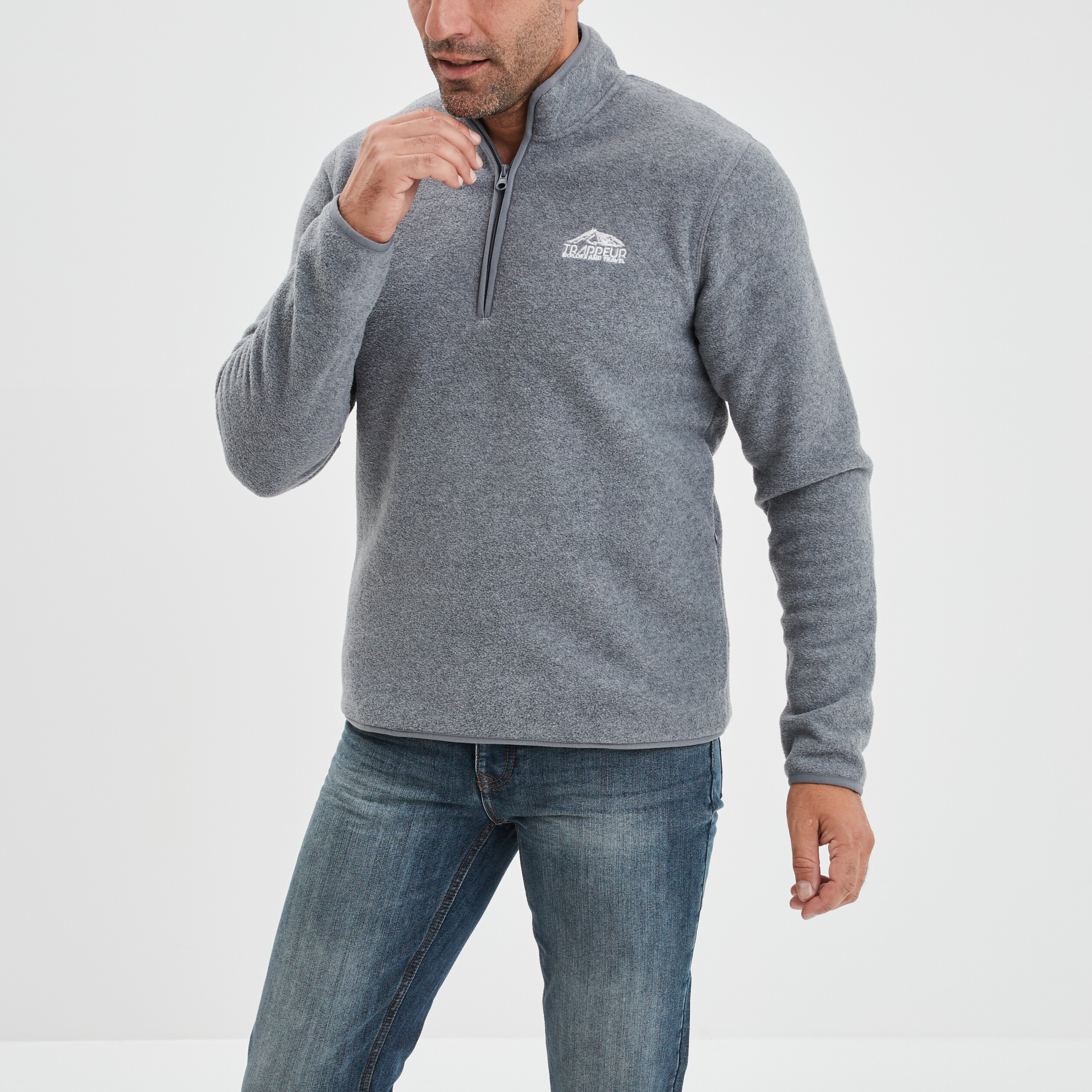 sweat polaire camionneur trappeur gris homme Sweat polaire camionneur Trappeur gris homme