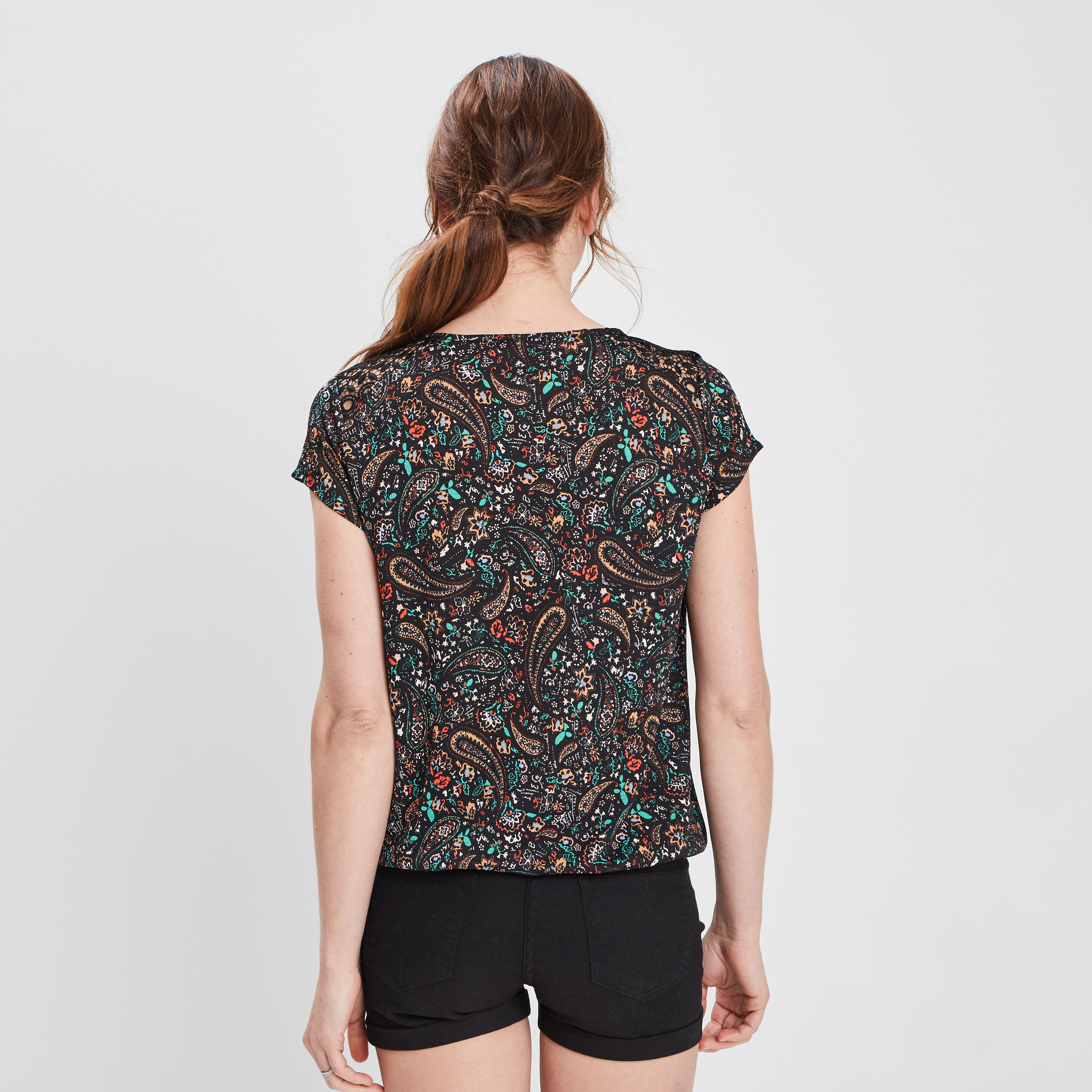 t shirt manches courtes noir femme T-shirt manches courtes noir femme
