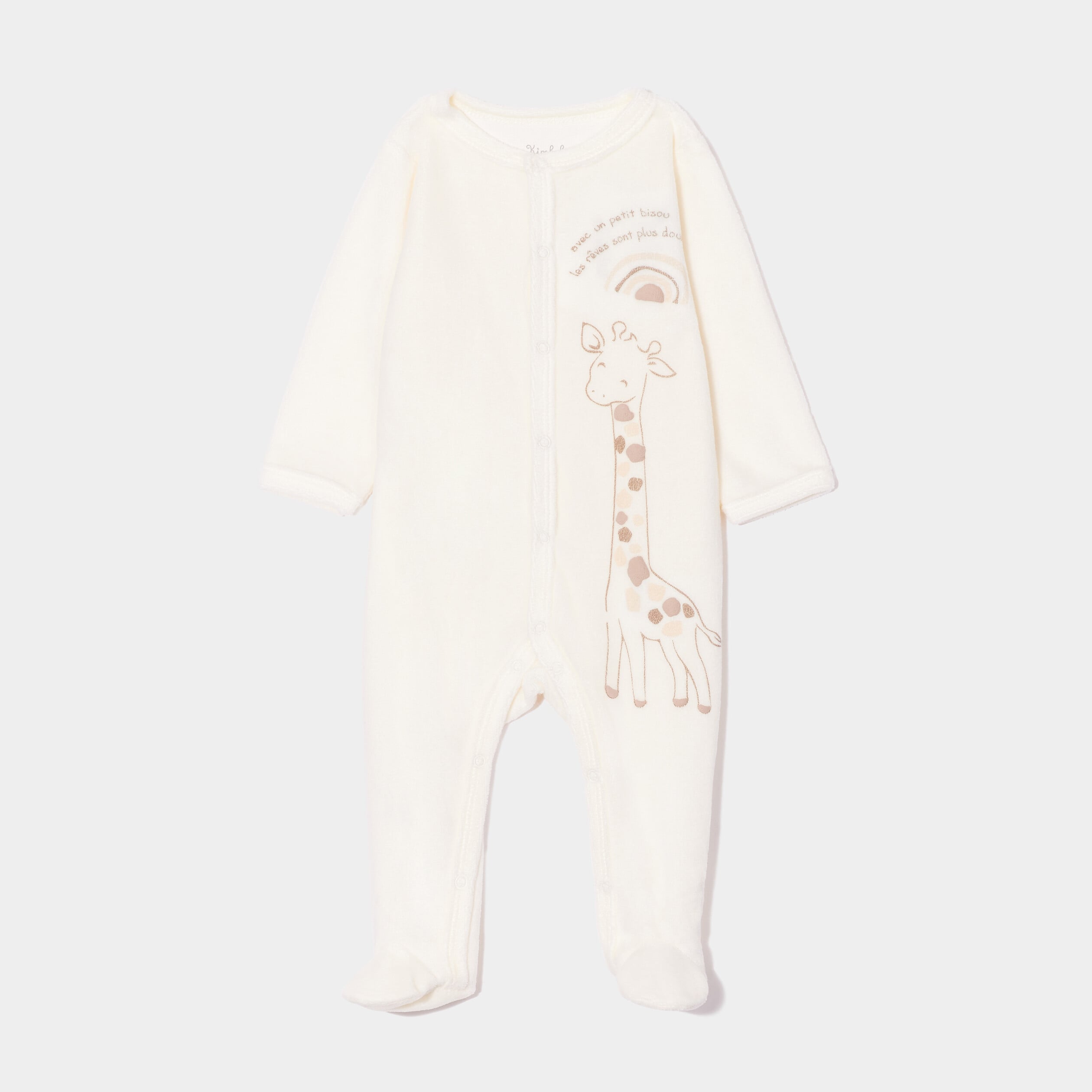 Dors-bien manches longues boutonn&eacute; blanc b&eacute;b&eacute;