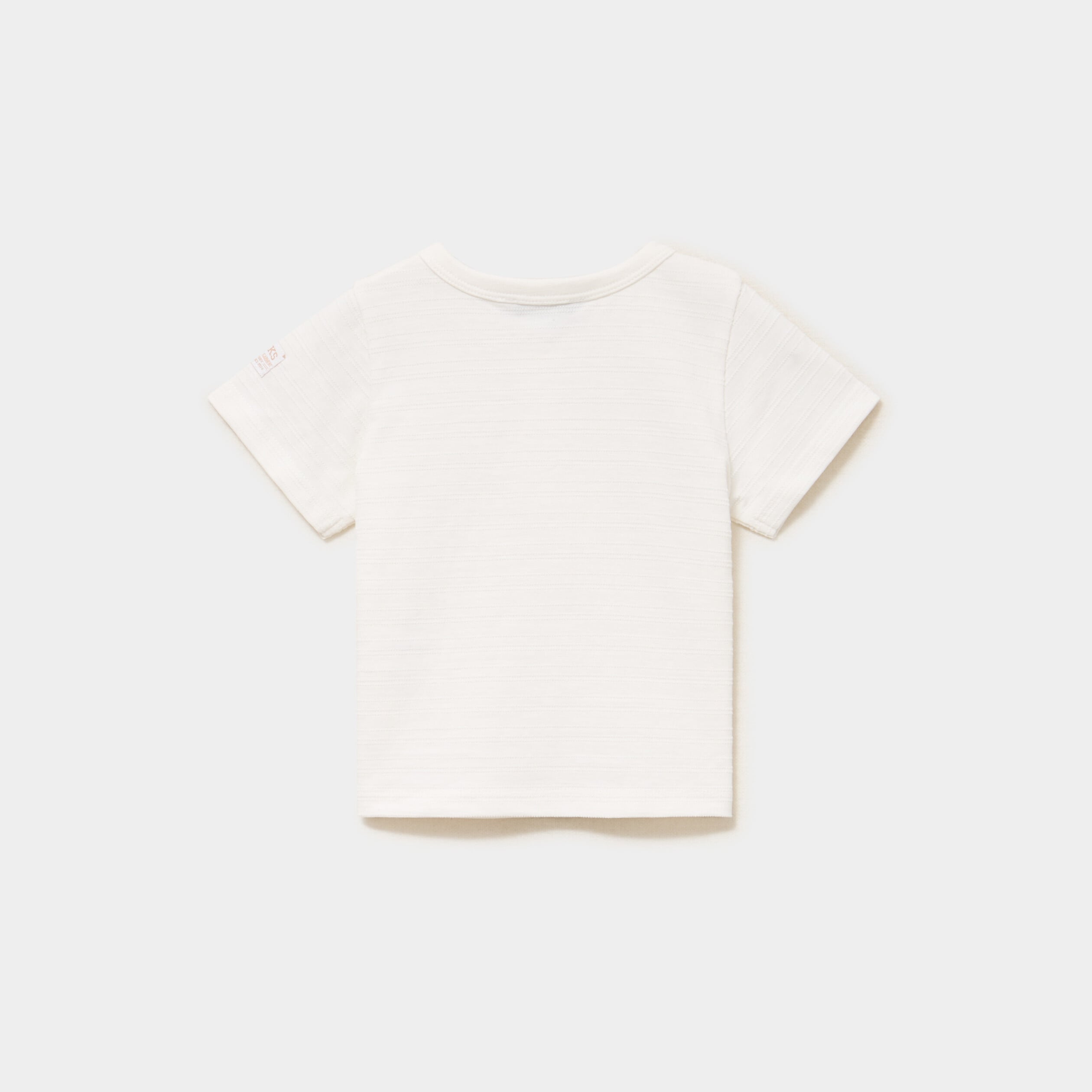 T-shirt col tunisien manches courtes blanc b&eacute;b&eacute; gar&ccedil;on