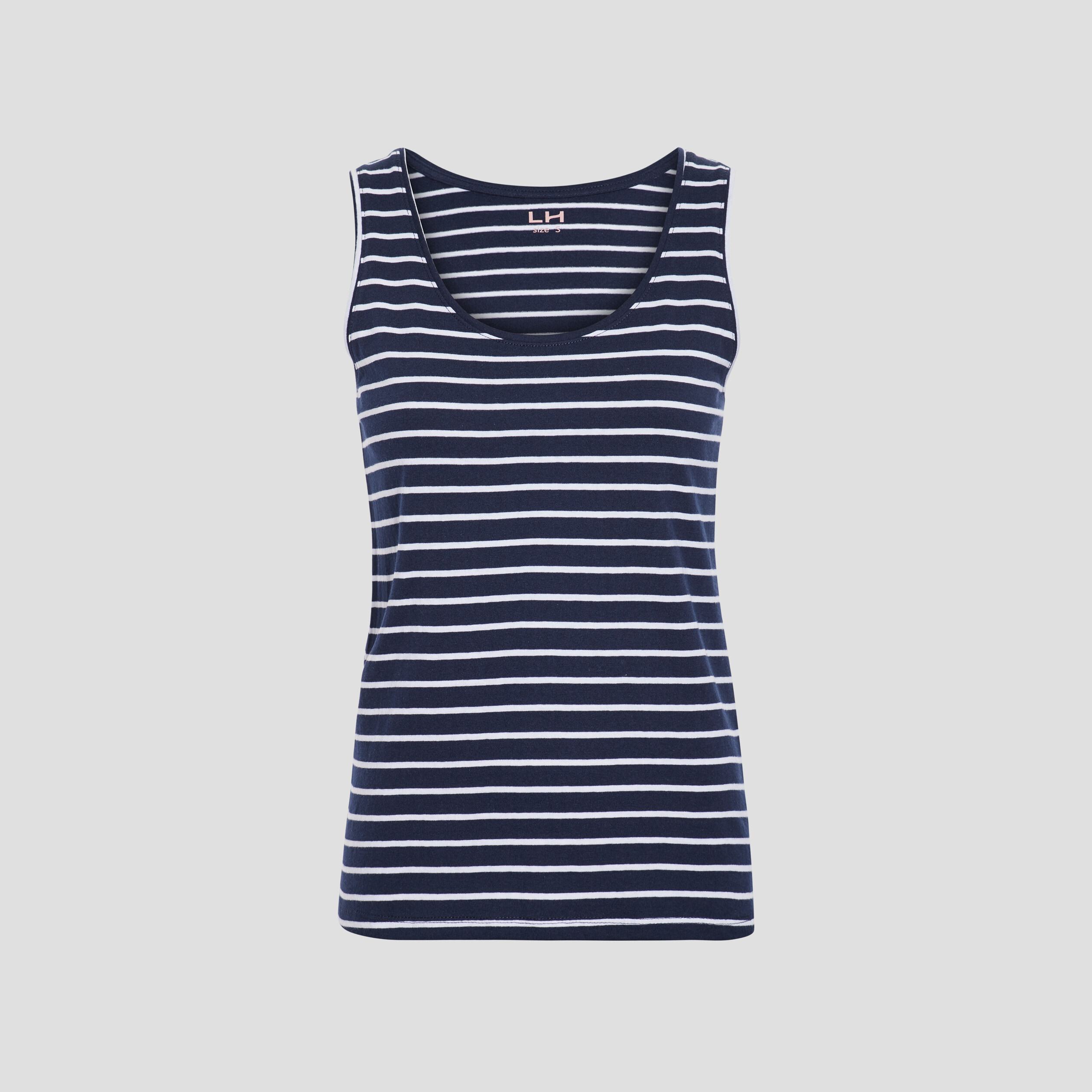 Débardeur à rayures bretelles larges bleu marine femme
