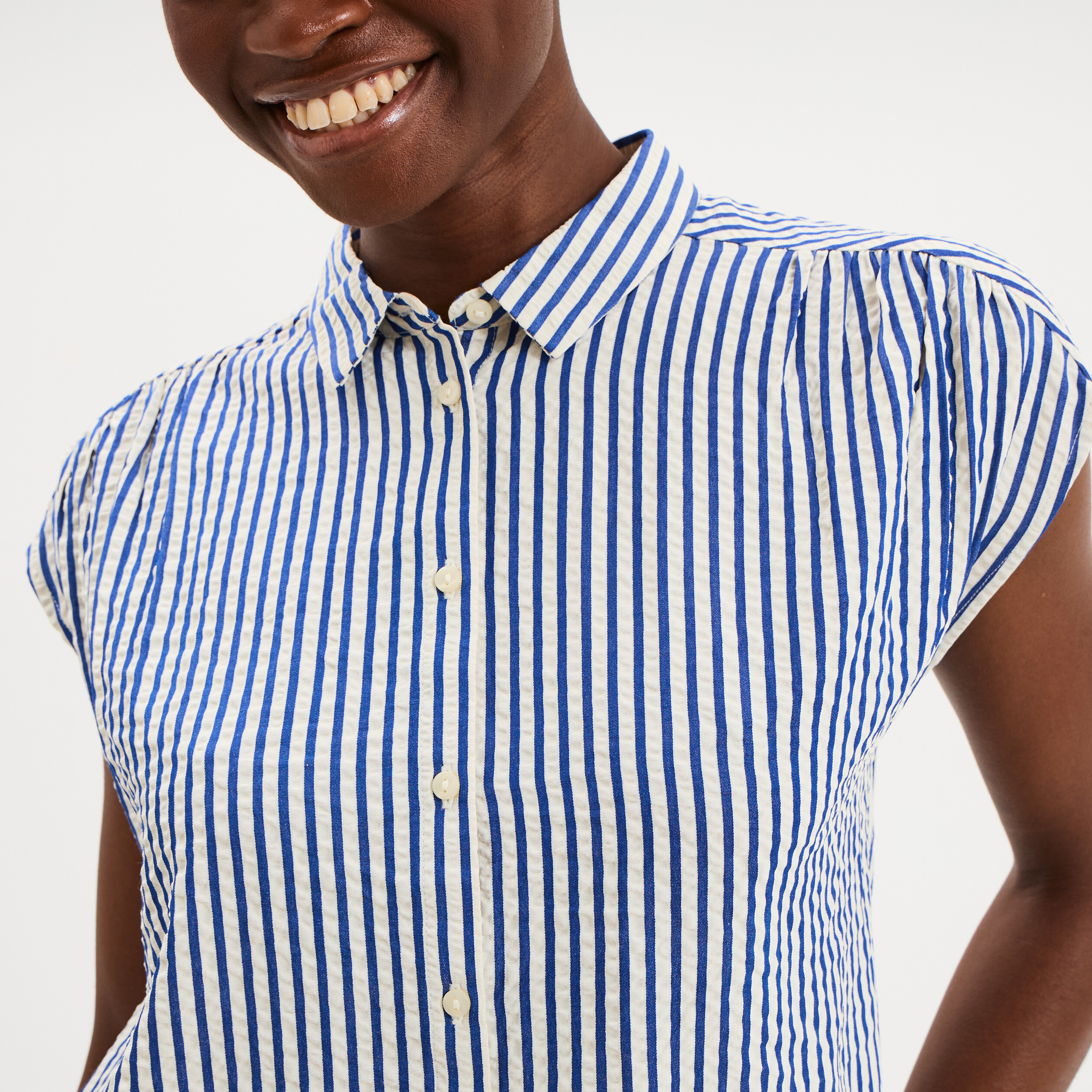 Chemise sans manches bleu femme