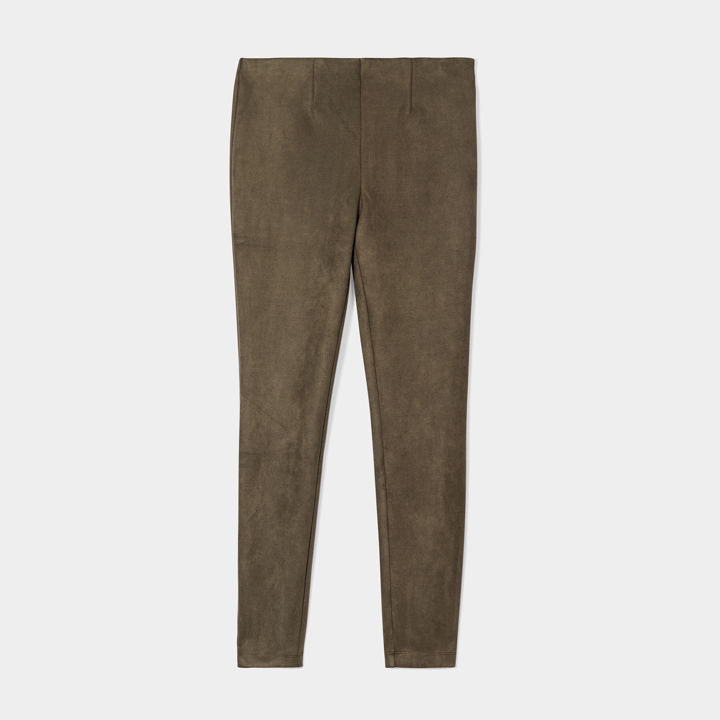 pantalon suedine slim taille elastiquee vert kaki femme Pantalon suédine slim taille élastiquée vert kaki femme