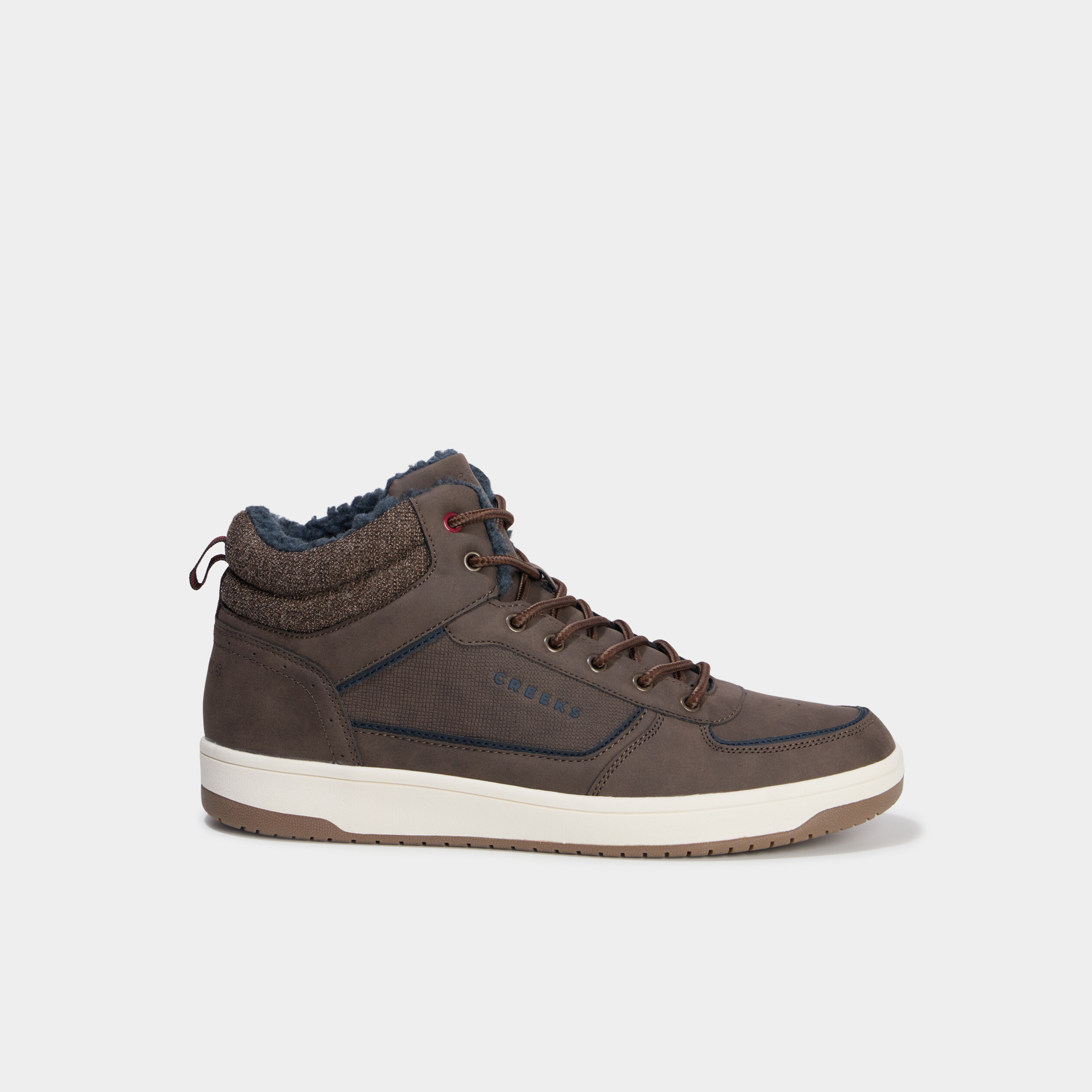 Baskets montantes fourr&eacute;es marron fonc&eacute; homme