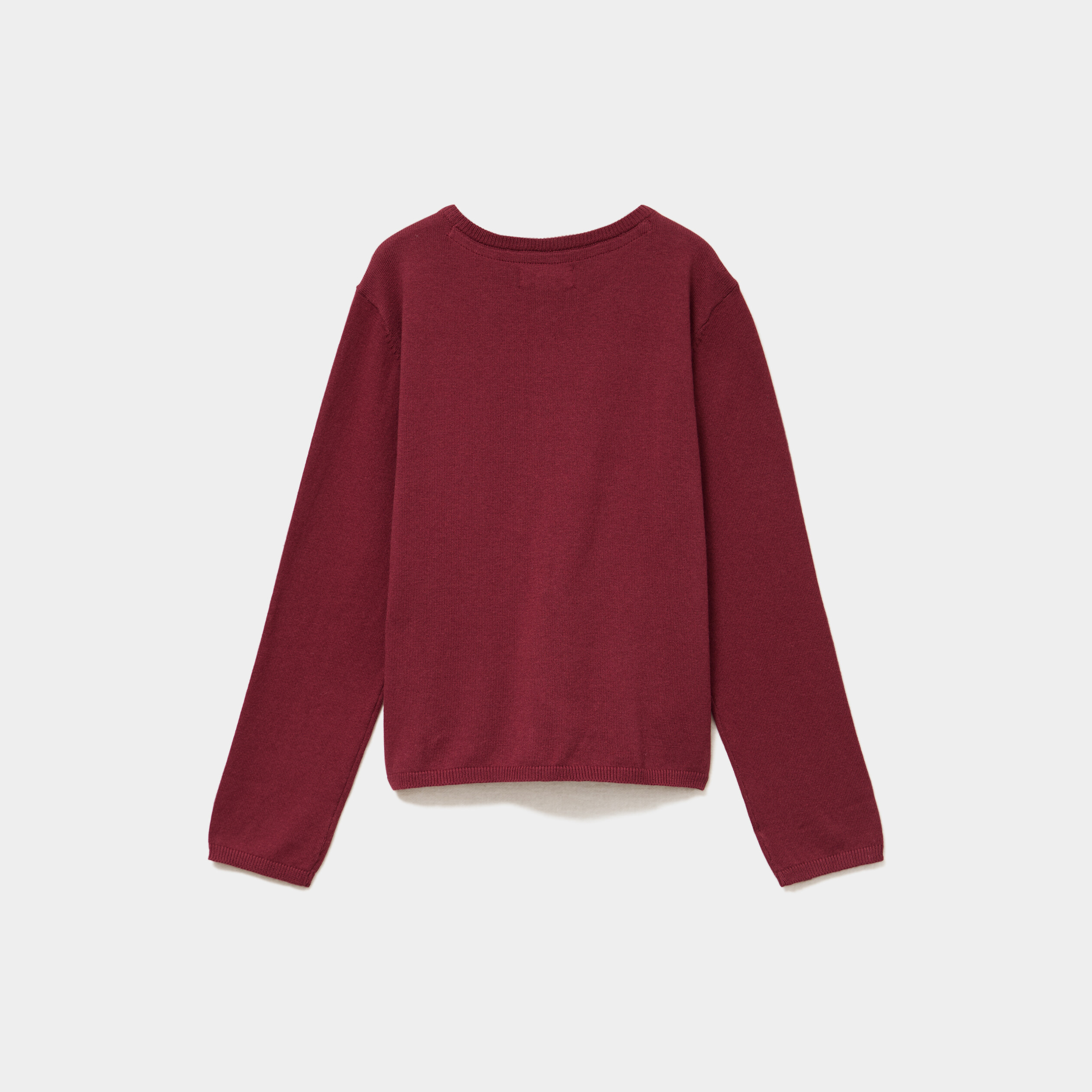 Gilet boutonn&eacute; coton m&eacute;lang&eacute; bordeaux fille