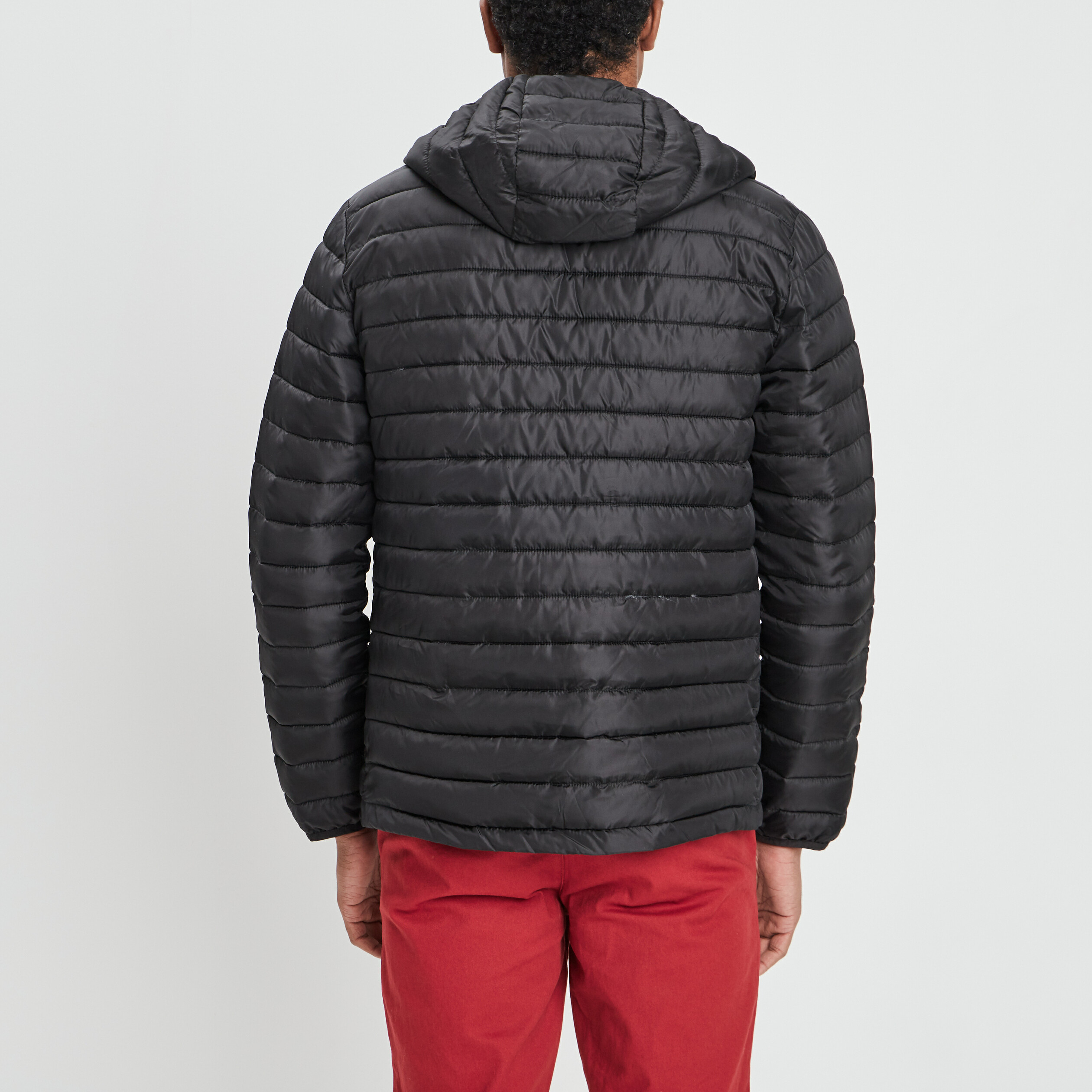 doudoune legere droite a capuche noir homme Doudoune légère droite à capuche noir homme