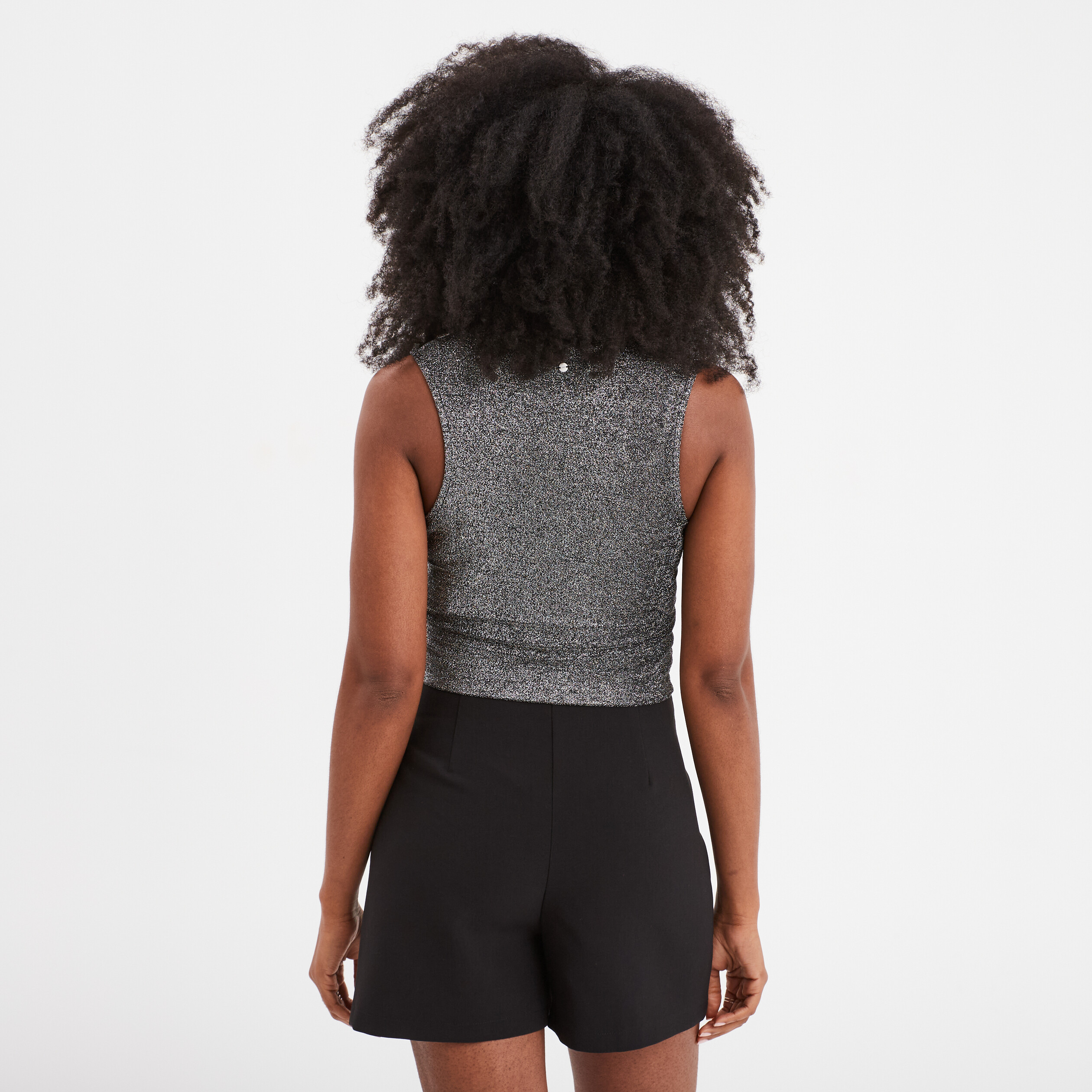 debardeur cropped detail epaule liberto gris argent femme Débardeur cropped détail épaule Liberto gris argent femme