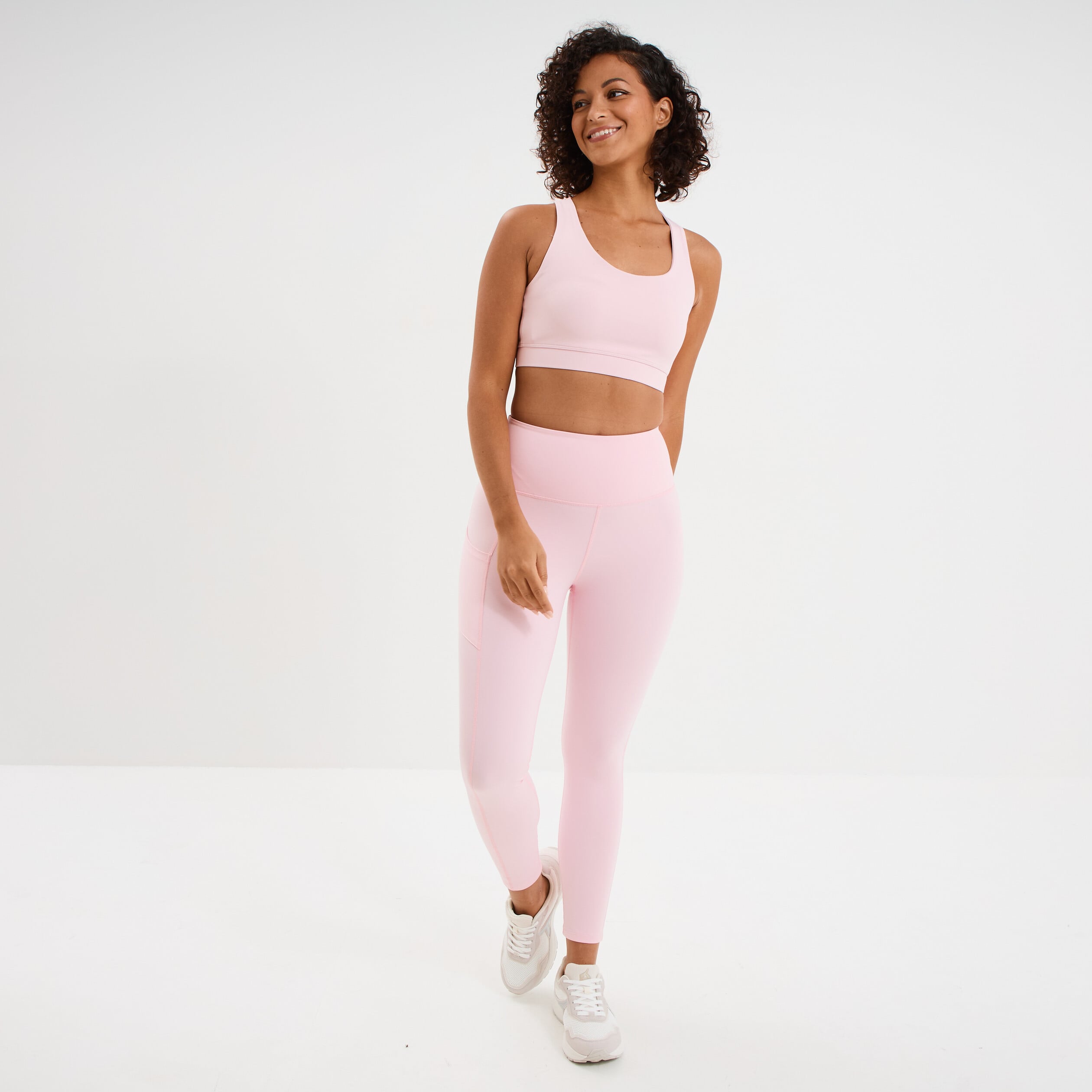 Legging de sport taille haute rose clair femme