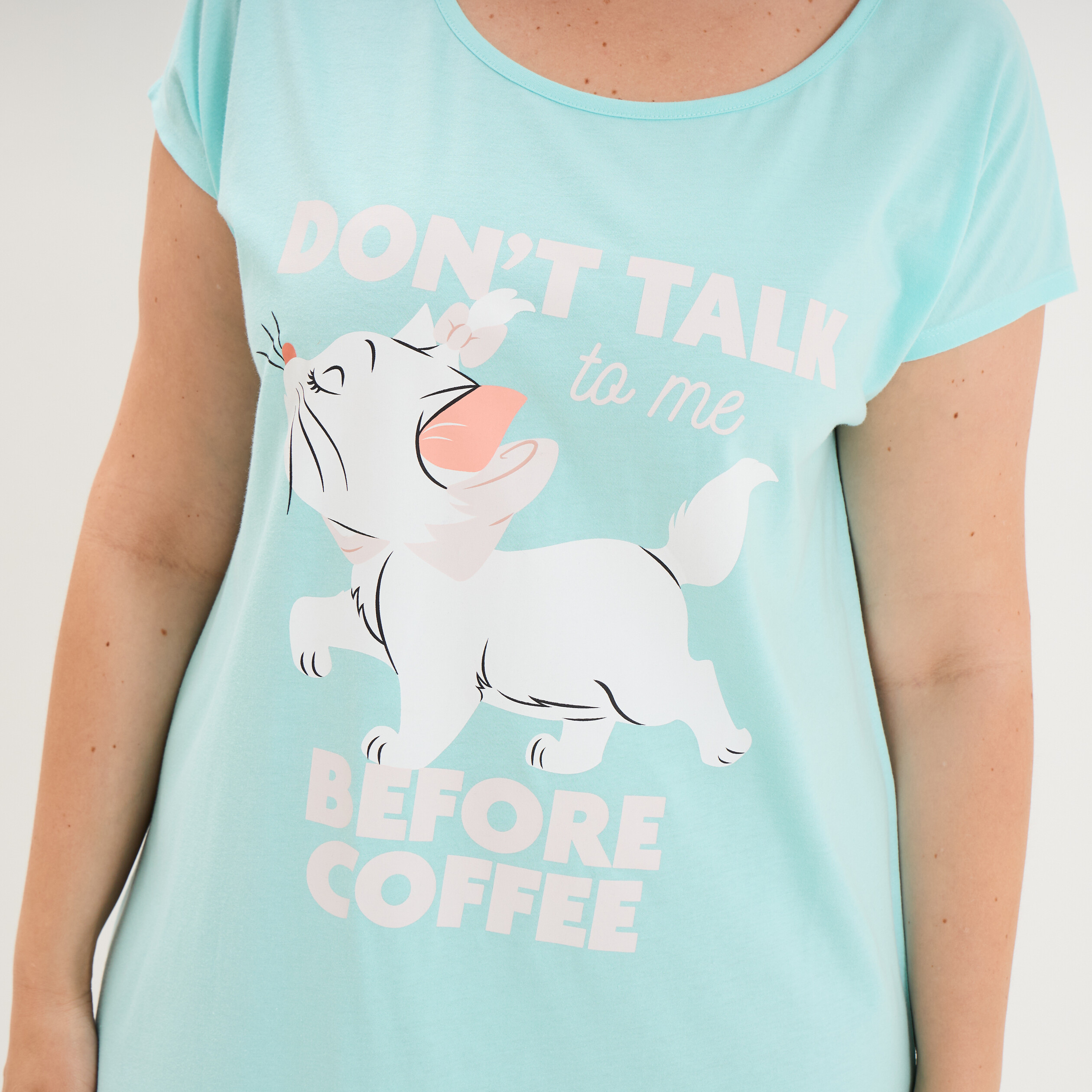 Chemise de nuit courte Aristochats Marie bleu turquoise femme grande taille