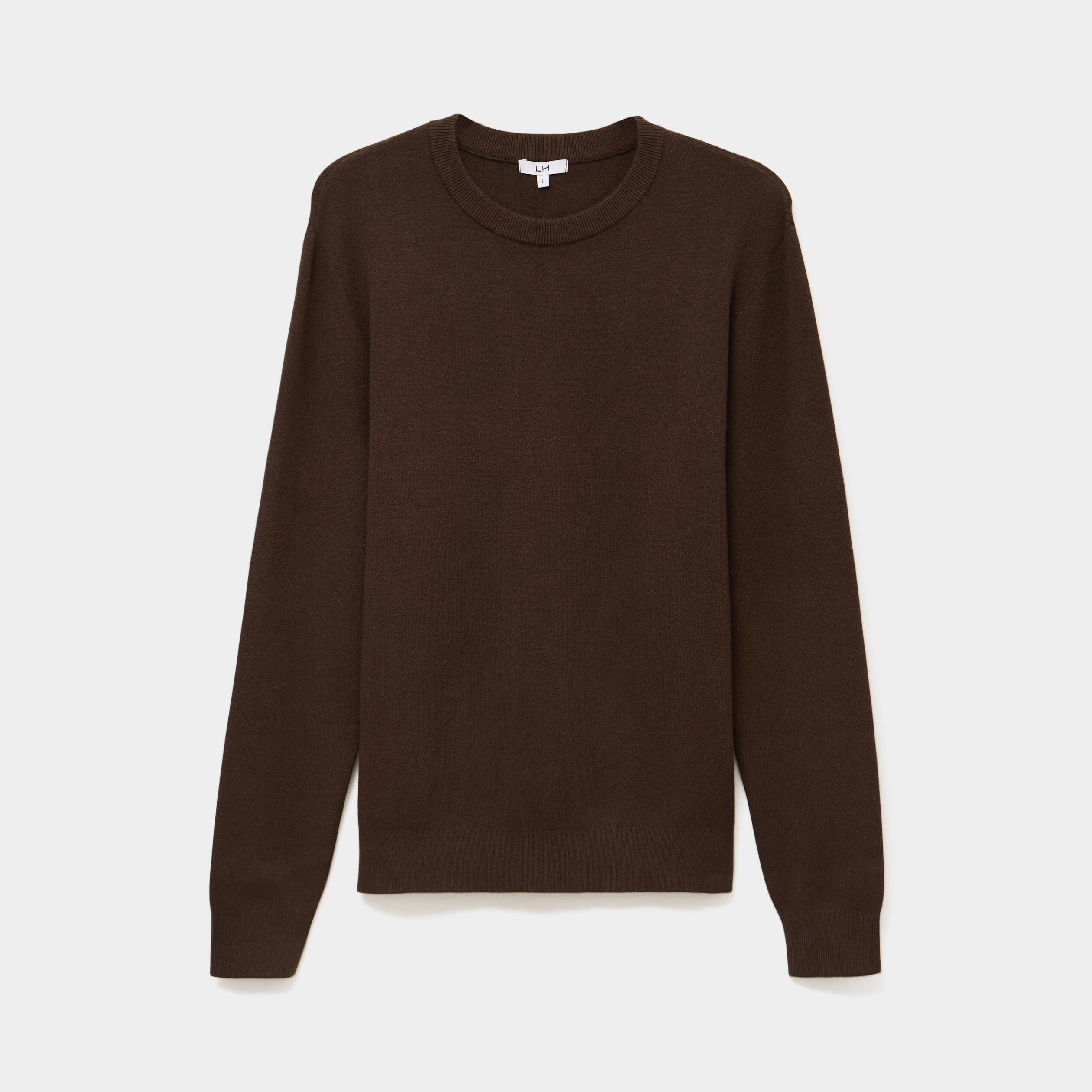 Pull col rond manches longues marron fonc&eacute; homme