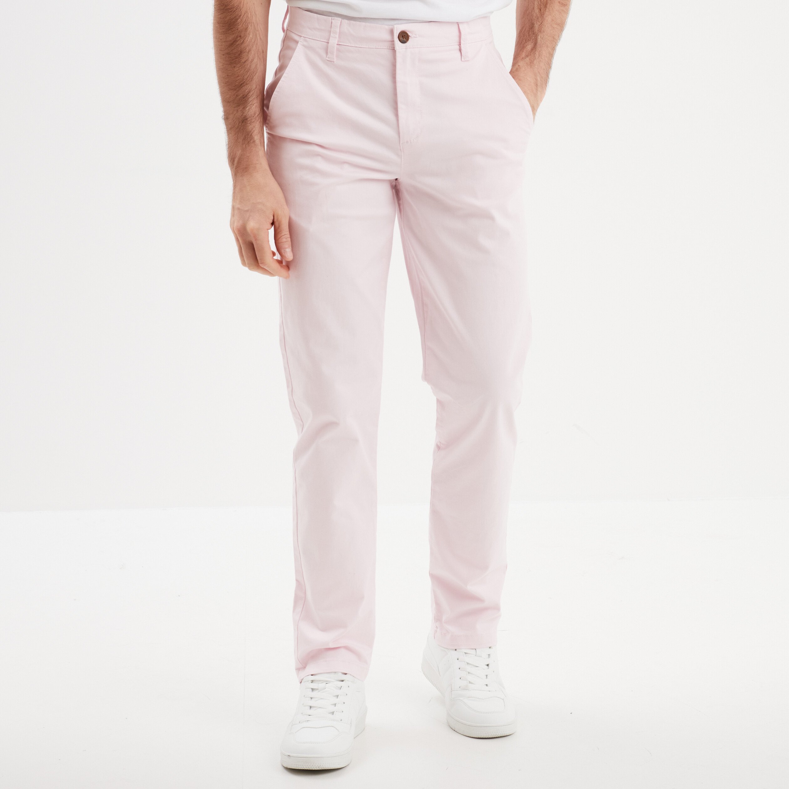 pantalon chino droit stretch rose homme Pantalon chino droit stretch rose homme