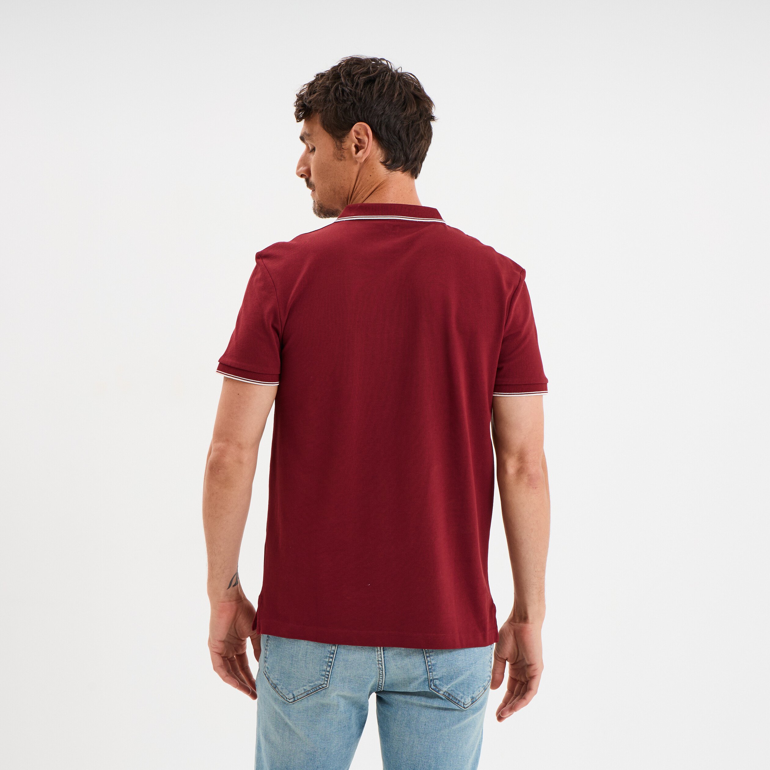 polo manches courtes bords contrastes bordeaux homme Polo manches courtes bords contrastés bordeaux homme