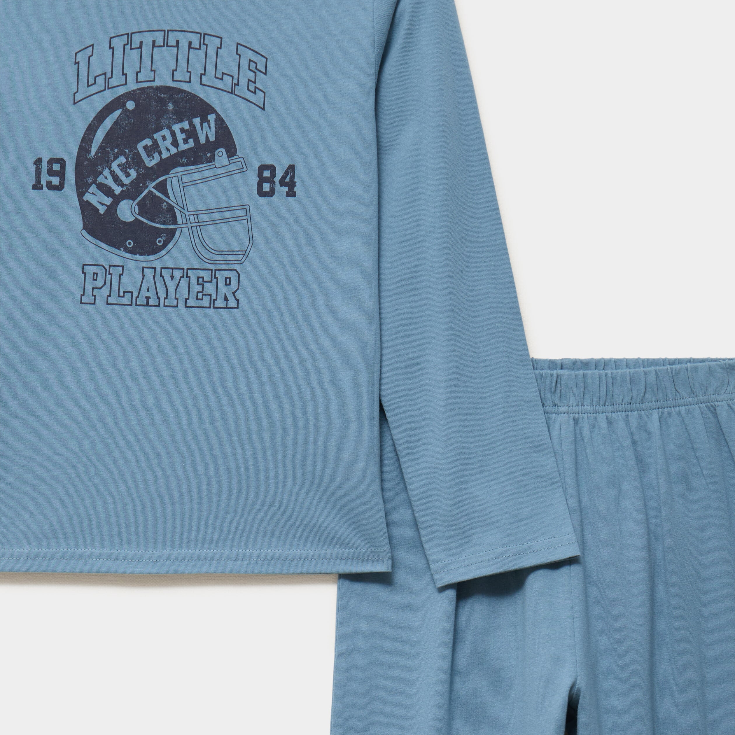Ensemble pyjama pantalon t-shirt coton bleu gris gar&ccedil;on