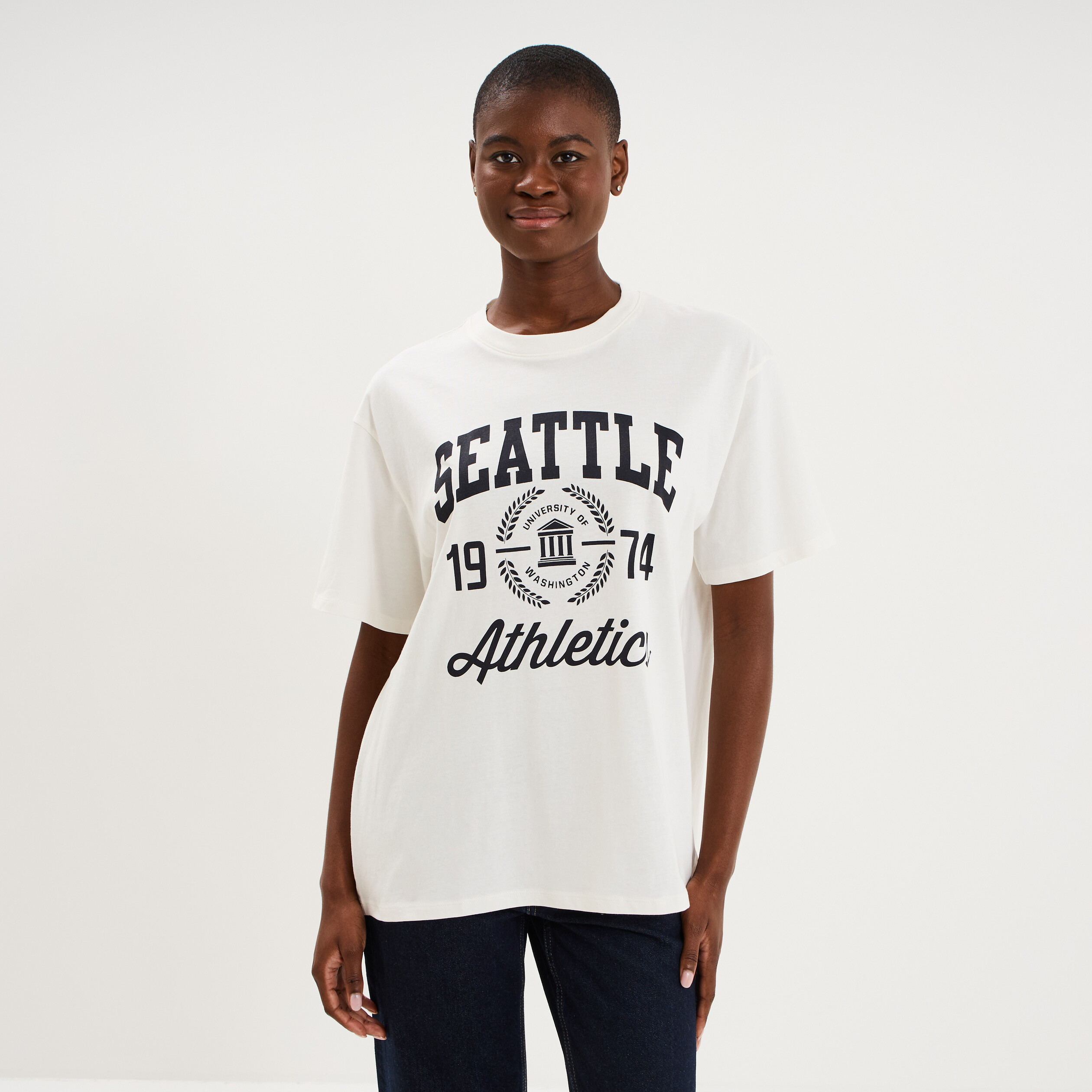 T-shirt oversize manches courtes coton blanc femme