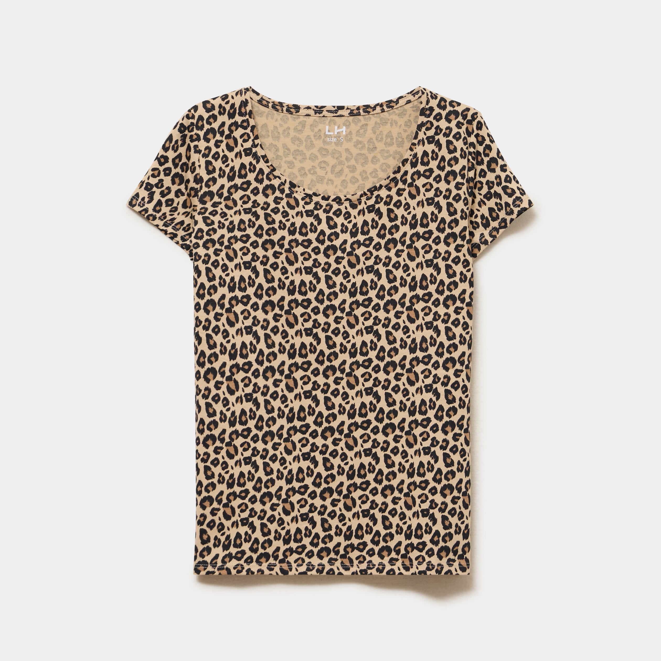 T-shirt coton imprim&eacute; coupe ajust&eacute;e sable femme