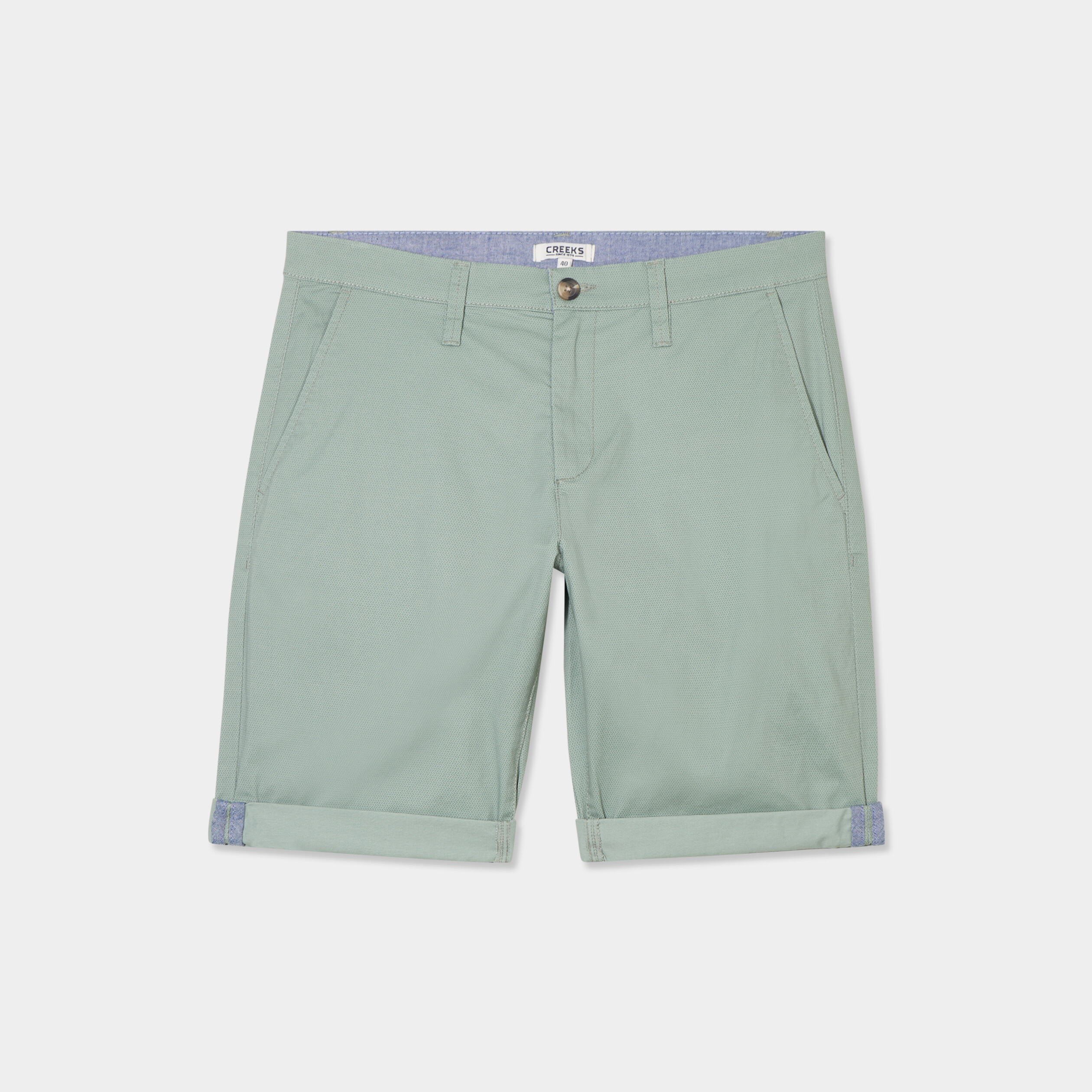 Bermuda short chino droit coton stretch vert homme