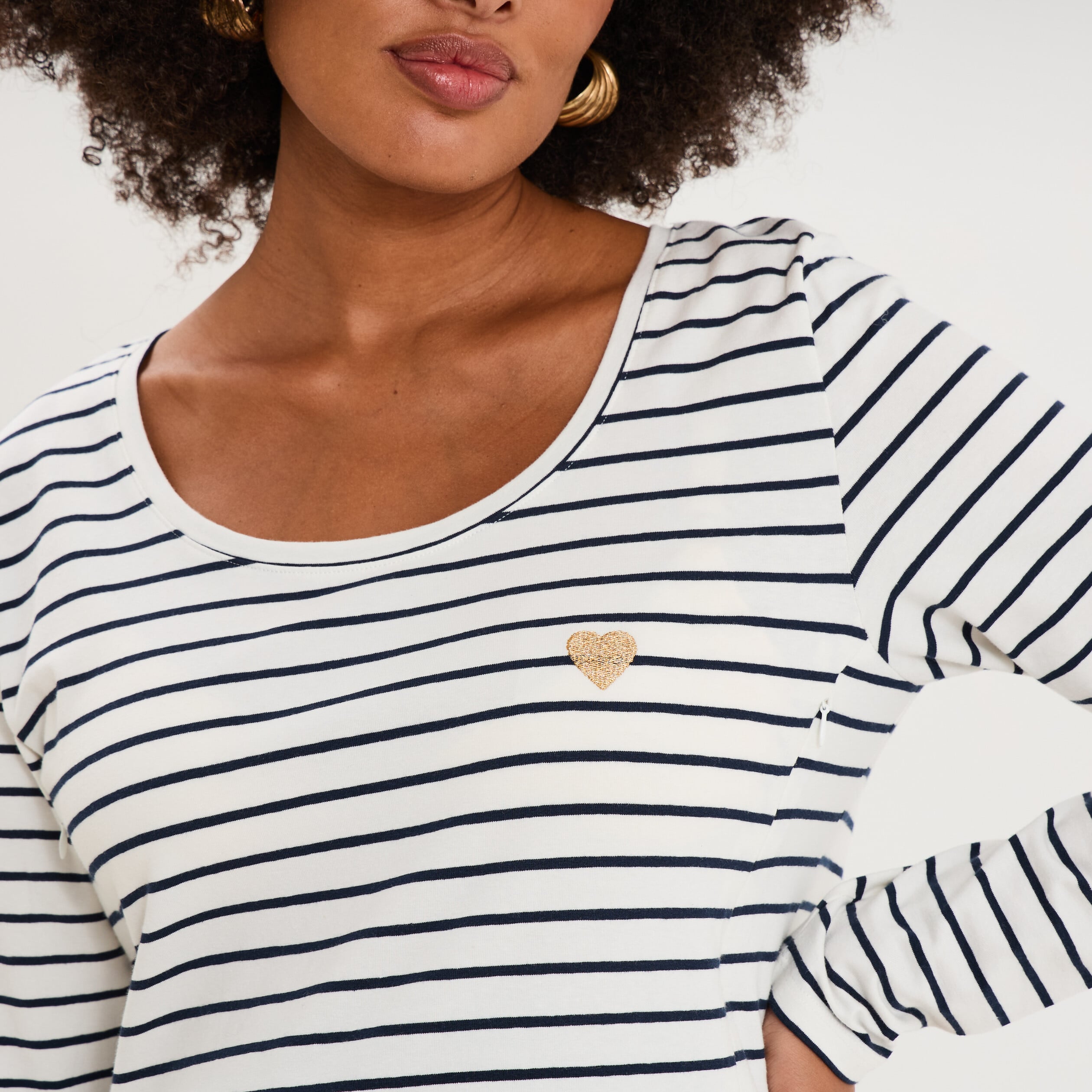 T-shirt allaitement manches longues ecru femme maternit&eacute;