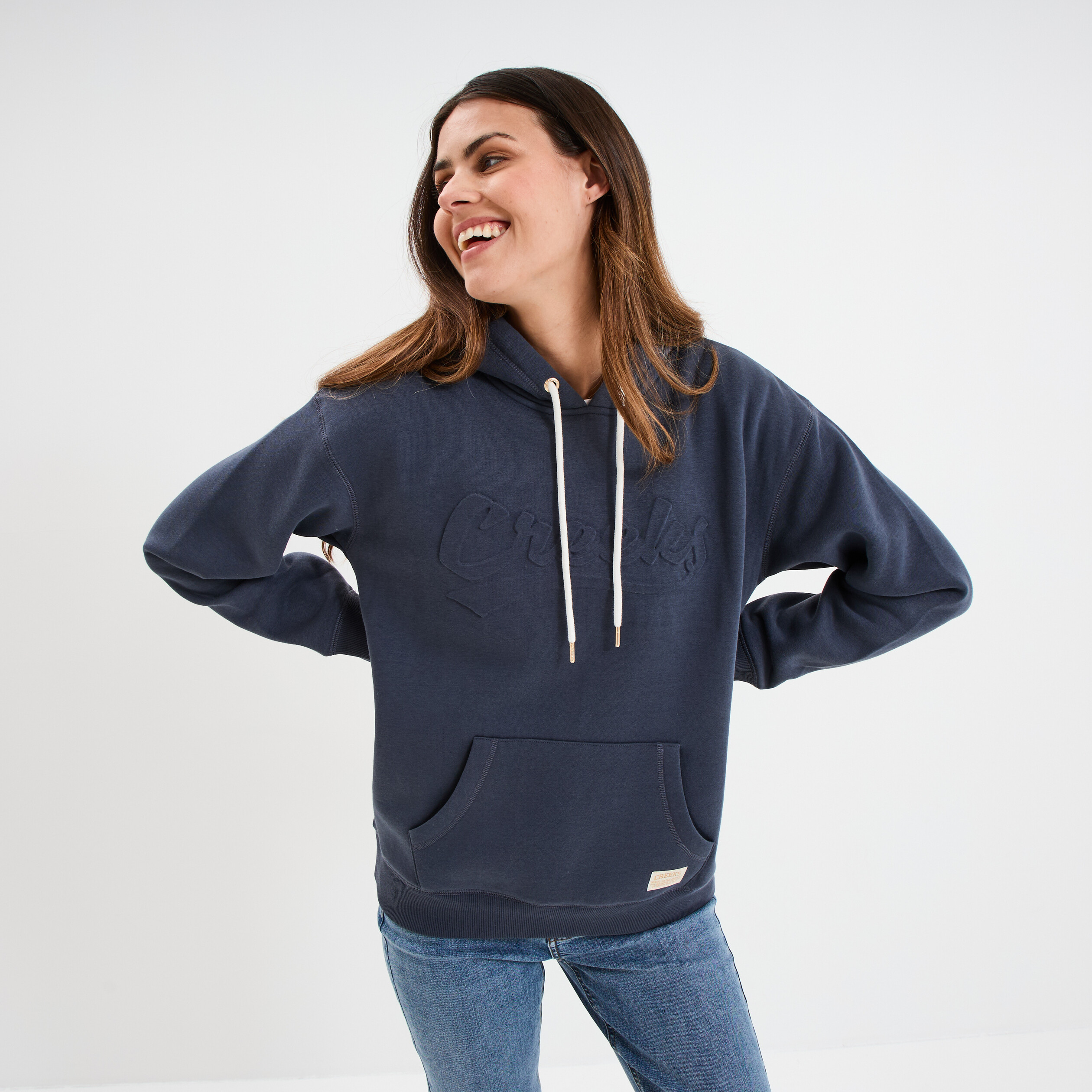 Sweat &agrave; capuche hoodie bleu fonc&eacute; femme
