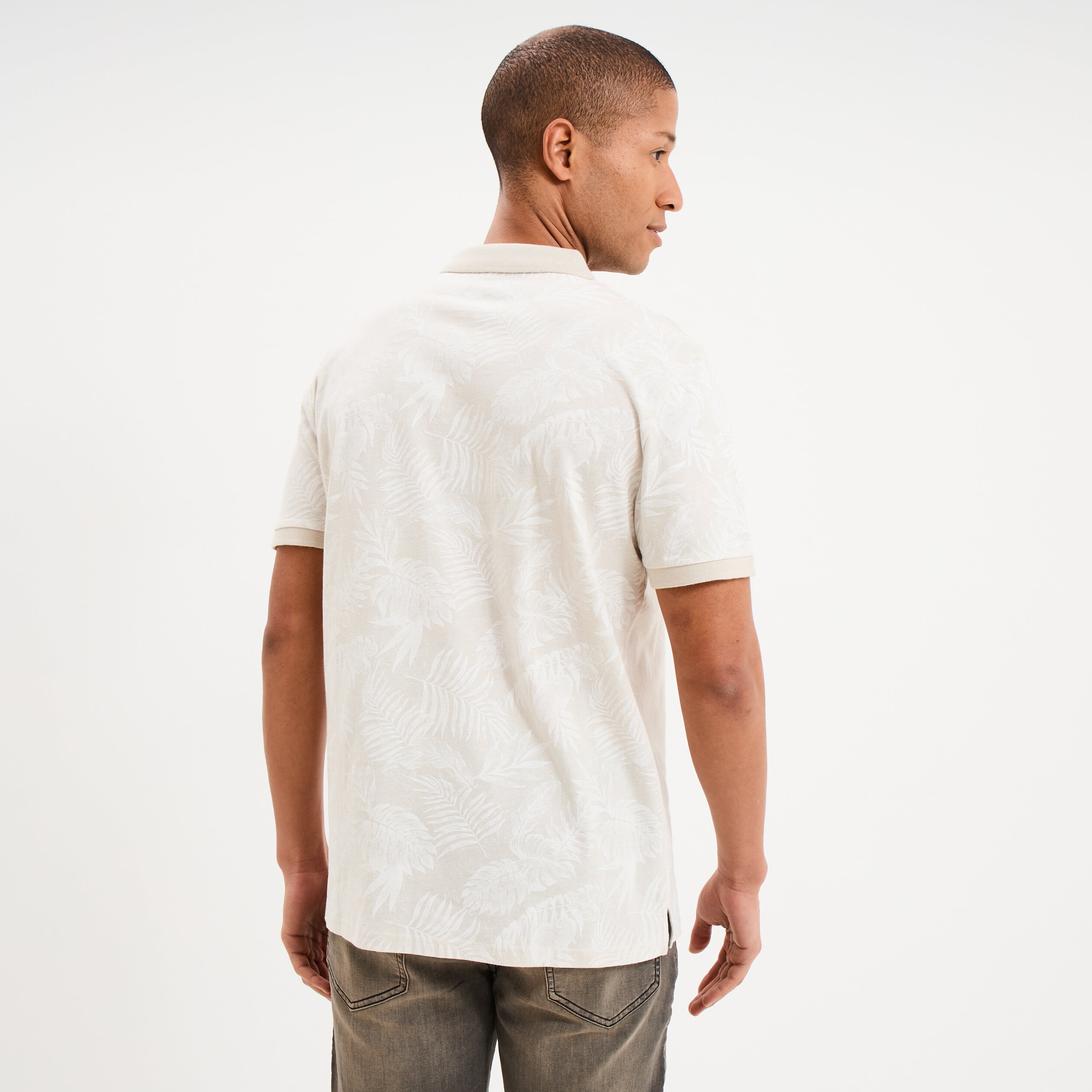 Polo jersey droit manches courtes coton gris homme