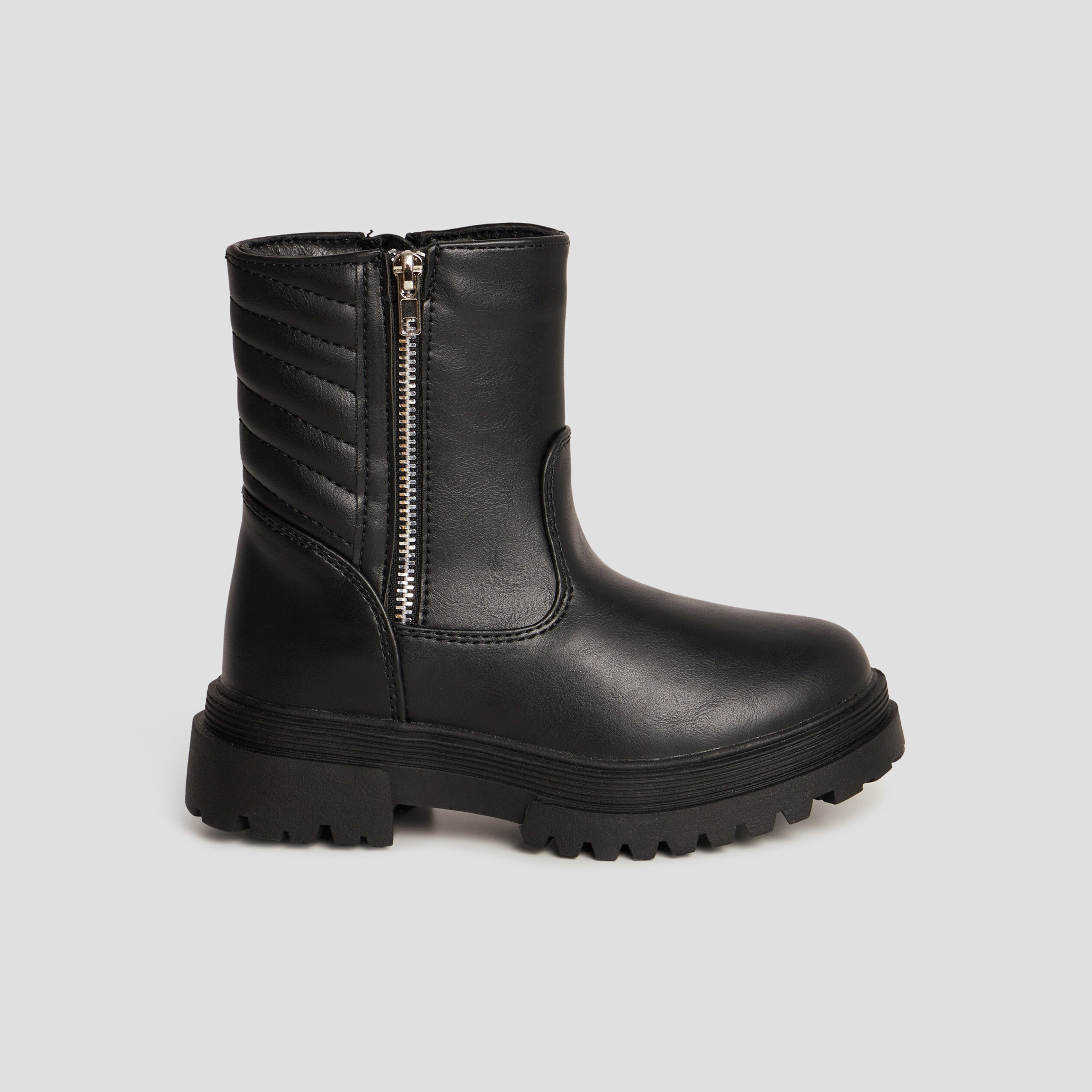 bottines motardes details zippes noir fille Bottines motardes détails zippés noir fille
