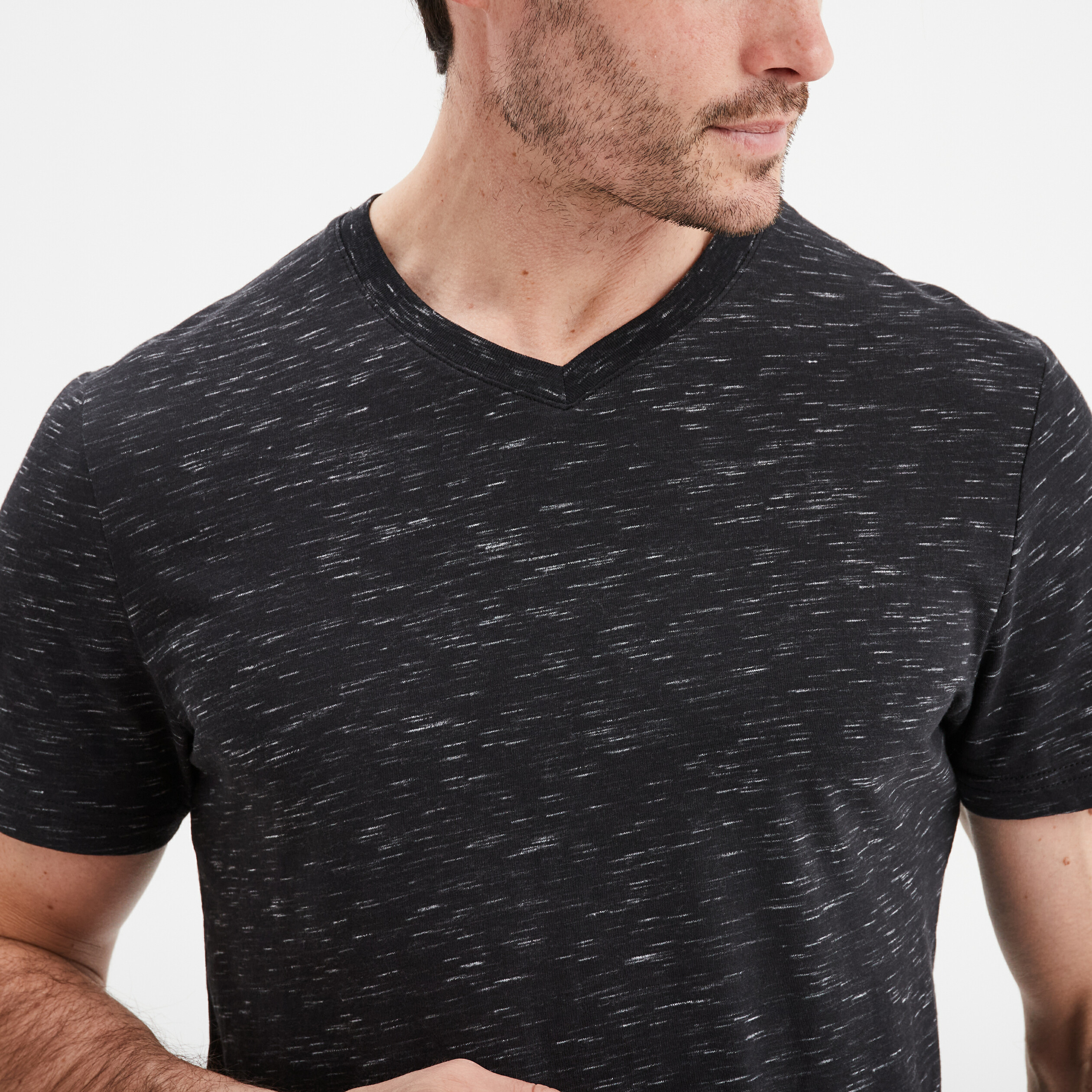 t shirt droit col en v liberto noir homme T-shirt droit col en V Liberto noir homme