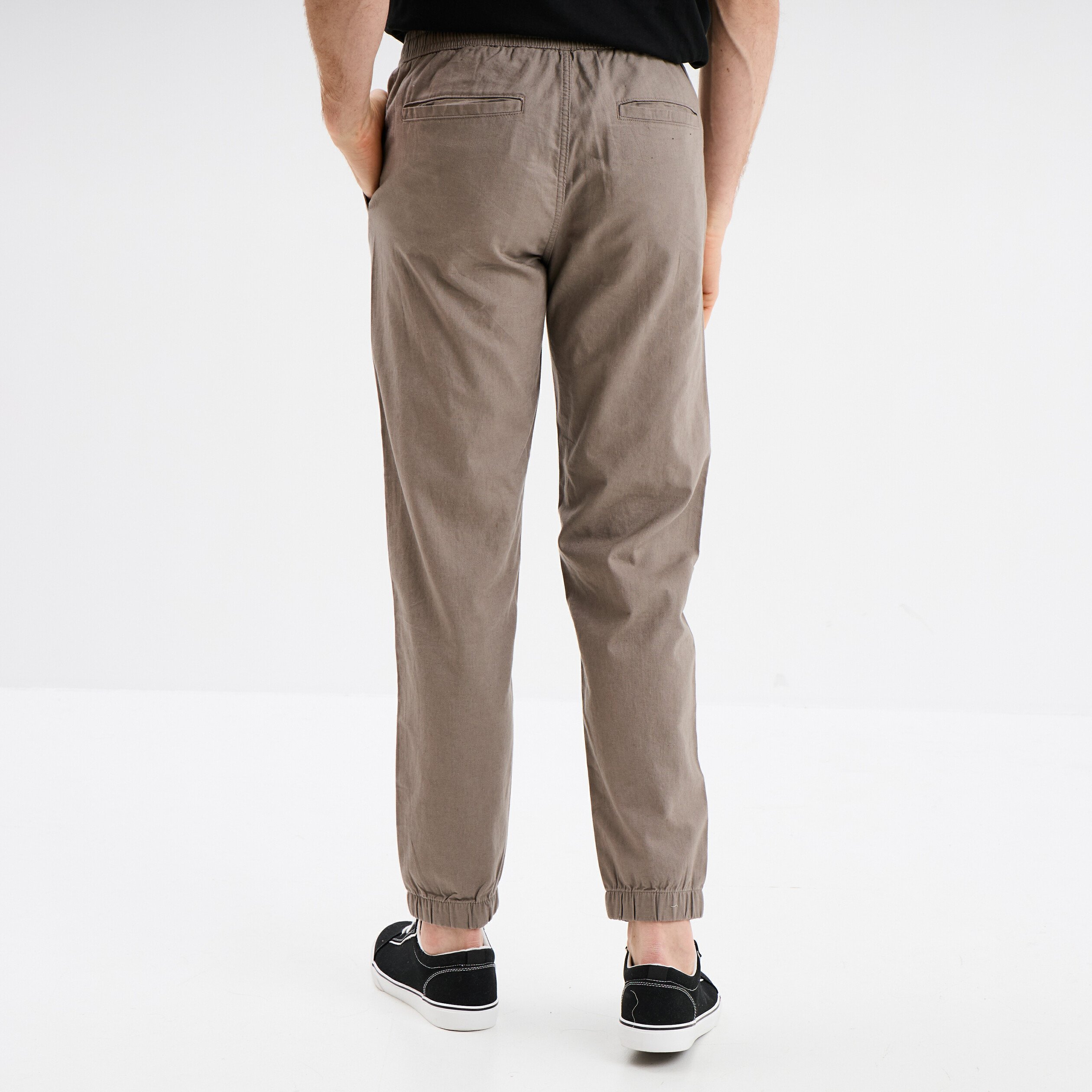 pantalon de jogging en lin melange gris homme Pantalon de jogging en lin mélangé gris homme