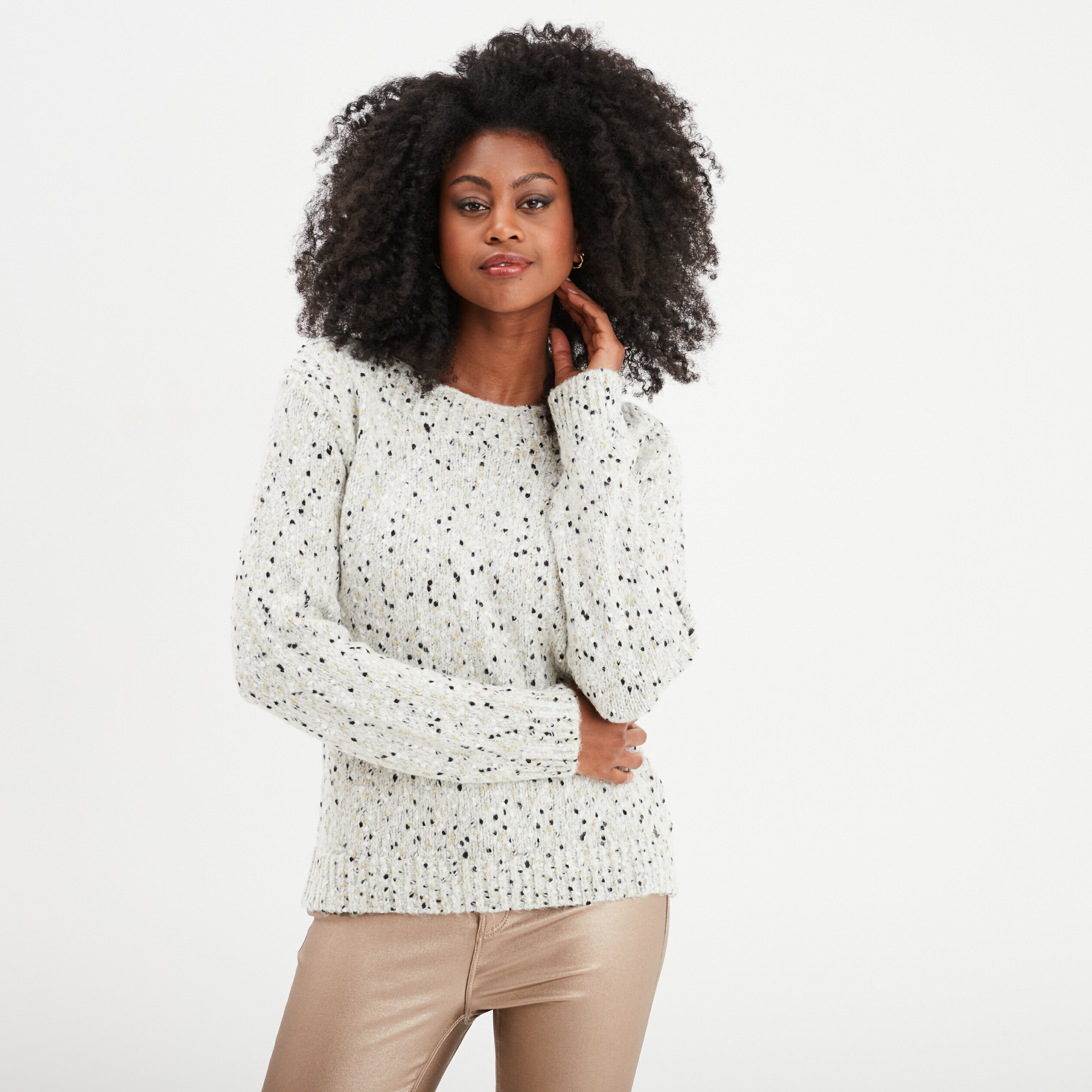 Pull manches longues gris fonc&eacute; femme