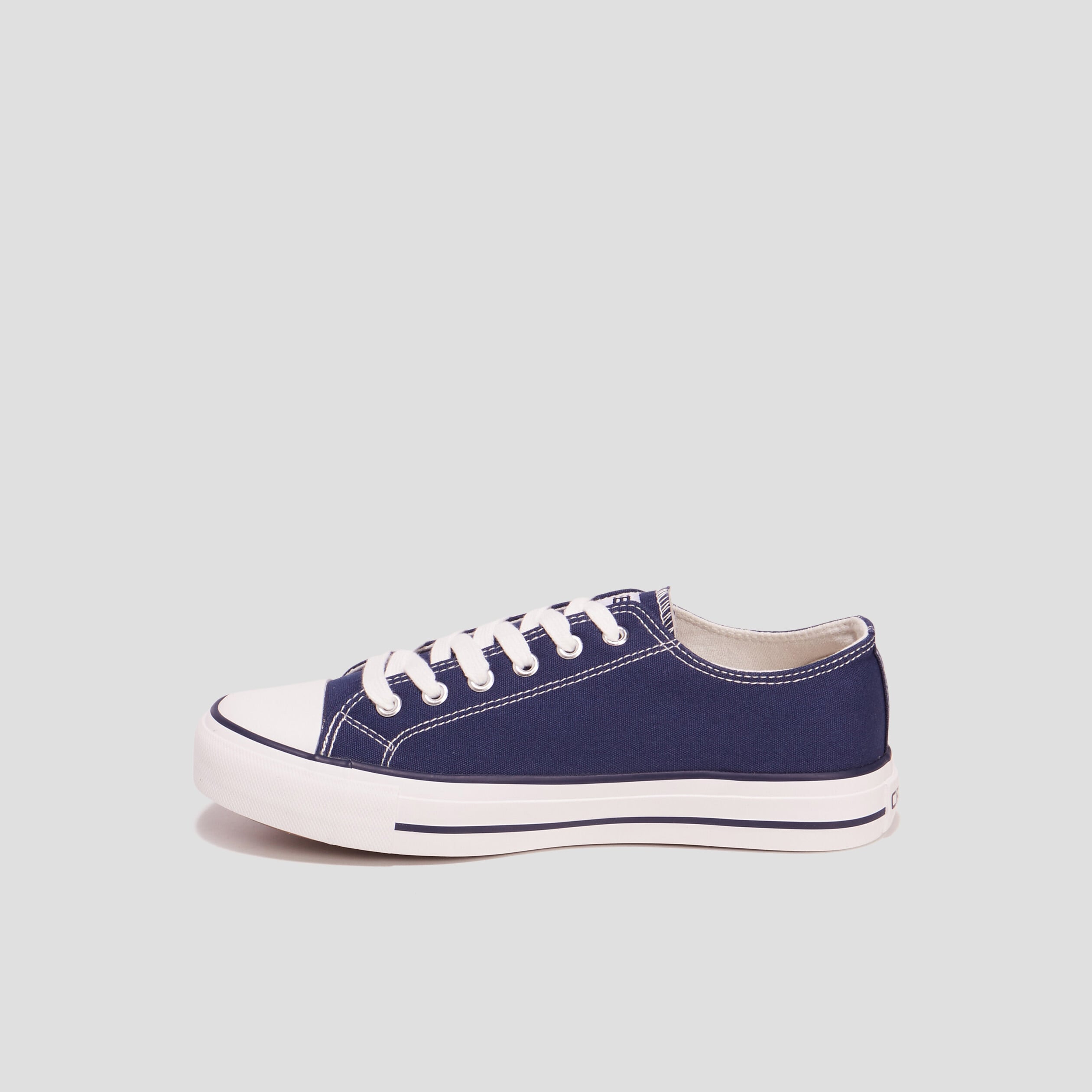 Tennis en toile &agrave; lacets bleu marine femme